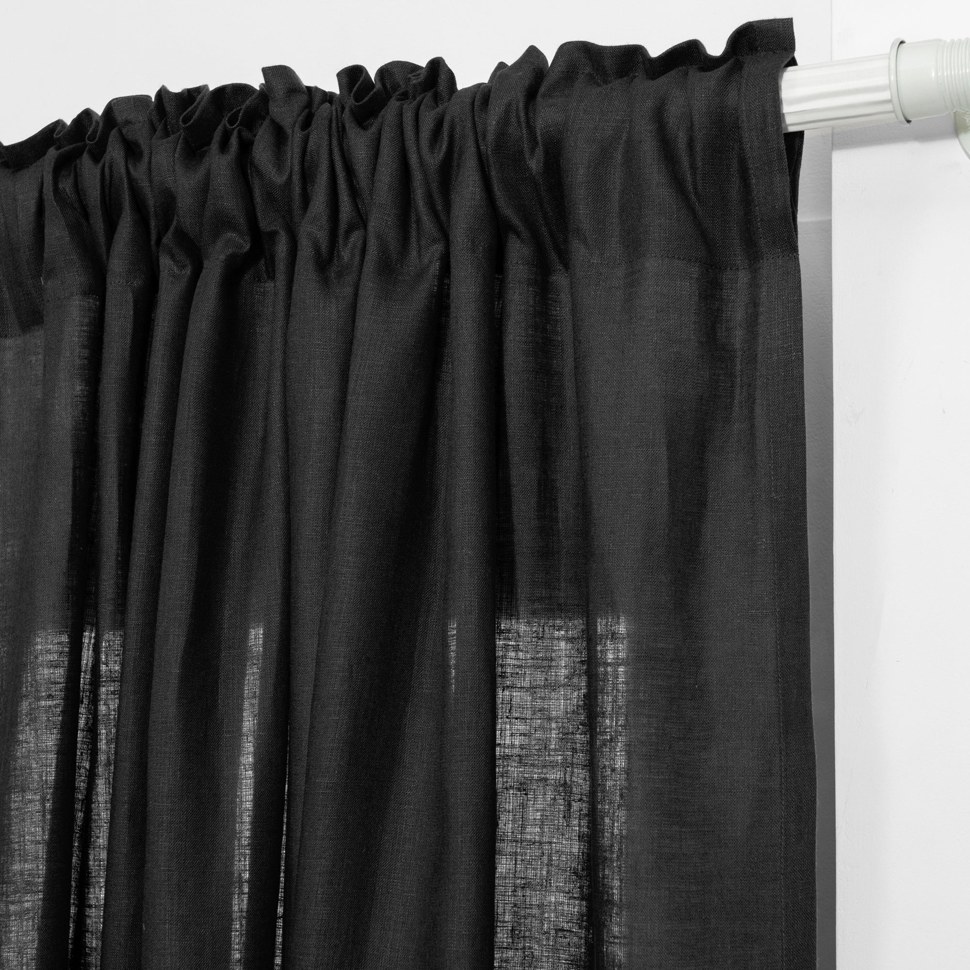 Black Linen Curtain | Set of 2