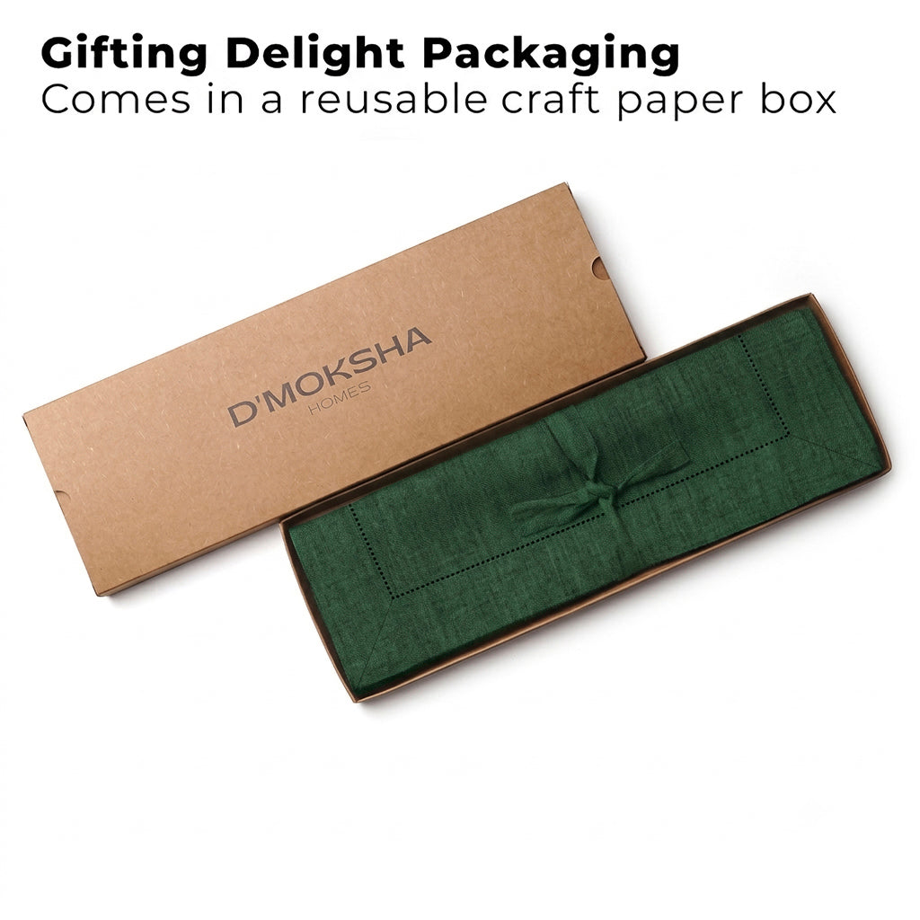 Signature Linen™ Forest Green Chambray Placemats - Hemstitch, 4 pcs