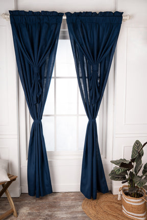 Navy Blue Linen Royal Look Curtains | 1 Panel