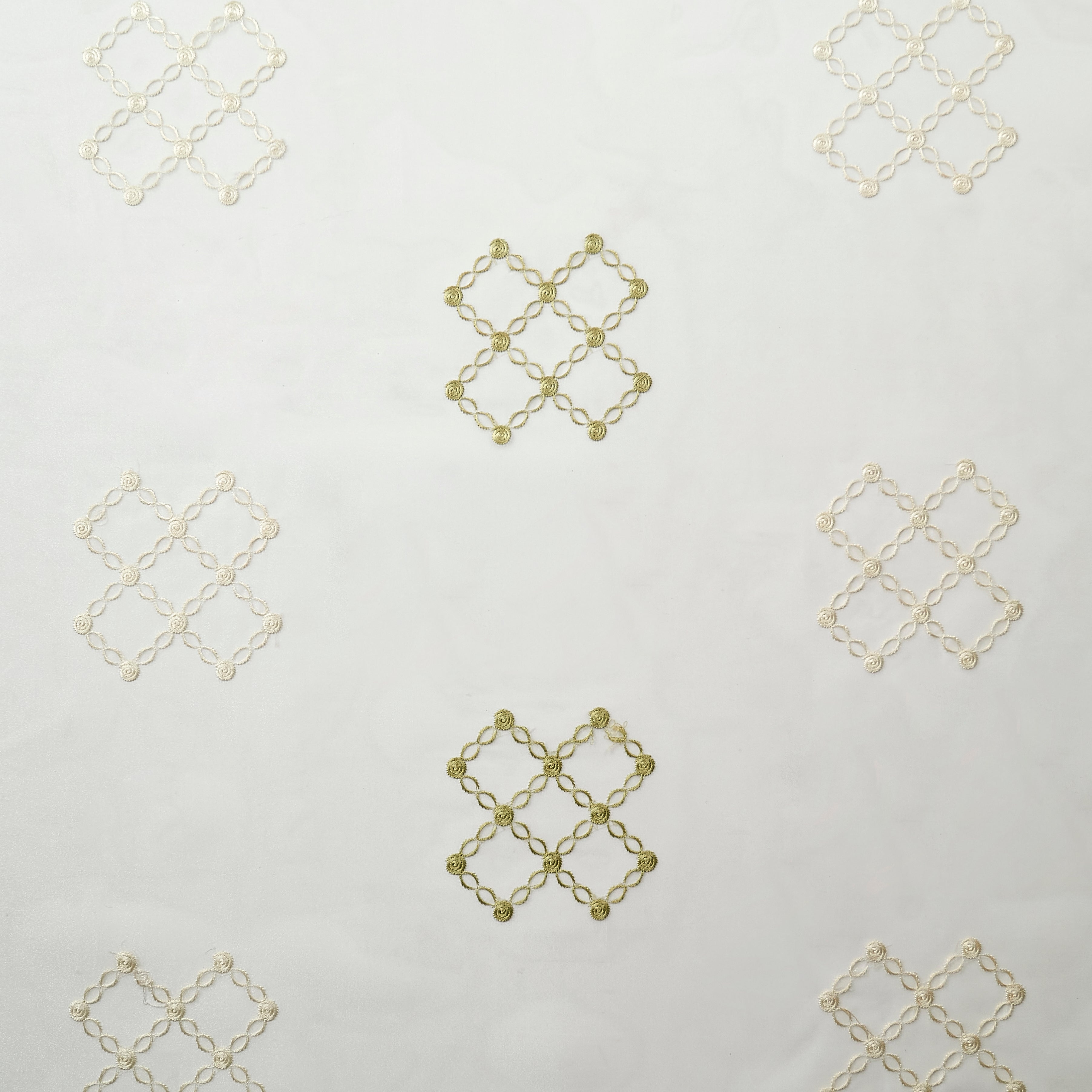 Etereo Lattice Luxe, White and Green, Sheer, 1 panel