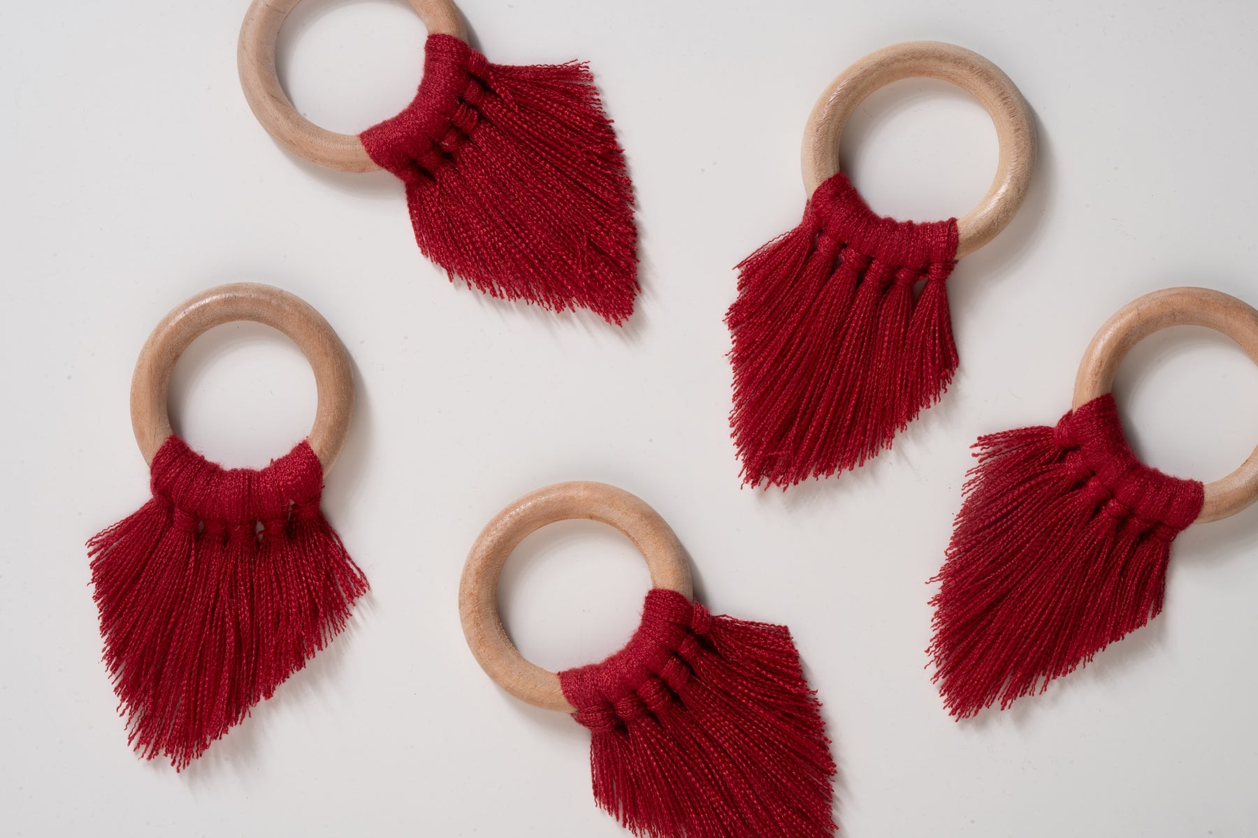 Red Napkin Ring With Fringe
