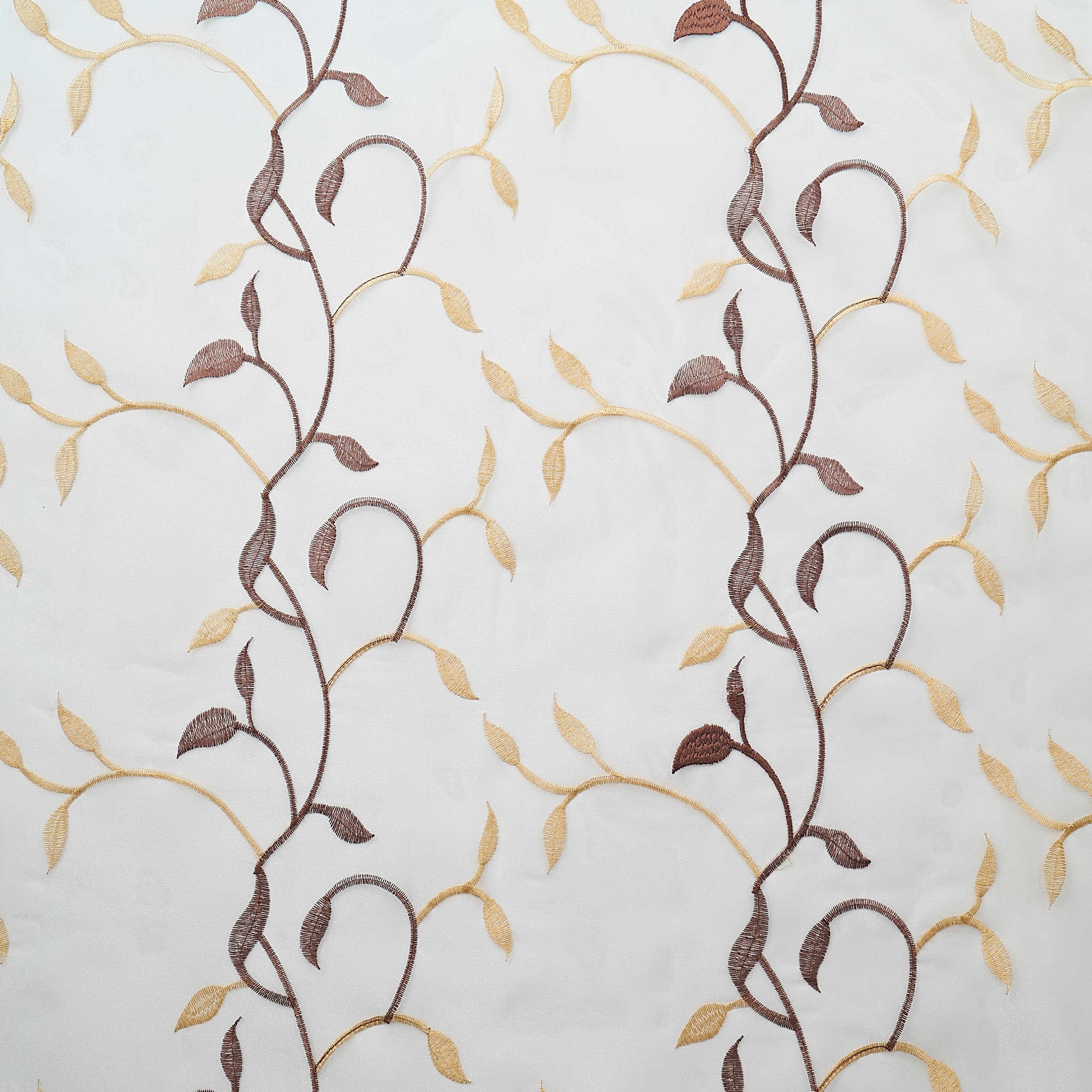 Etereo Leaf Lattice, Gold and Brown, Sheer, 1 panel