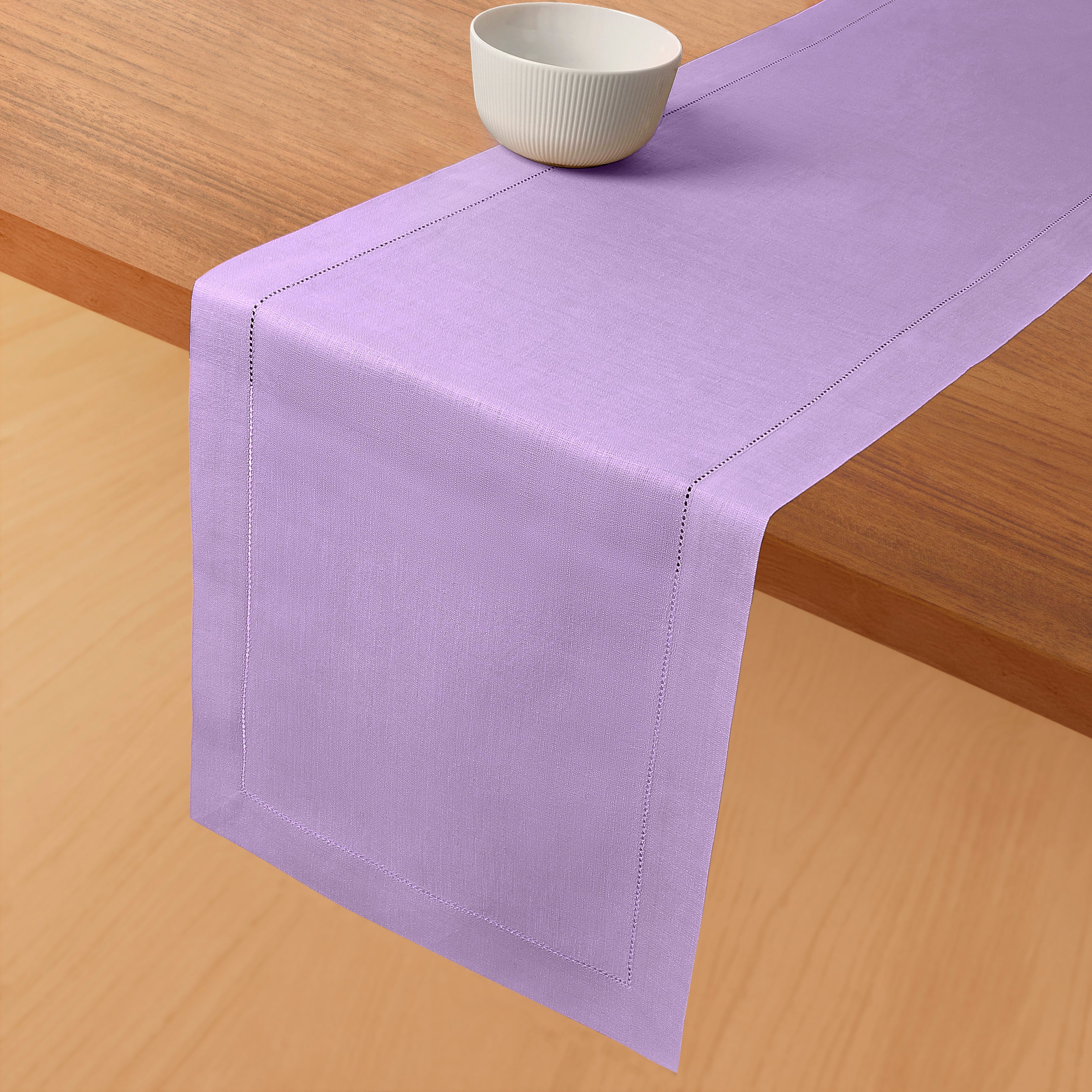 Lavender Linen Table Runner, Hemstitch