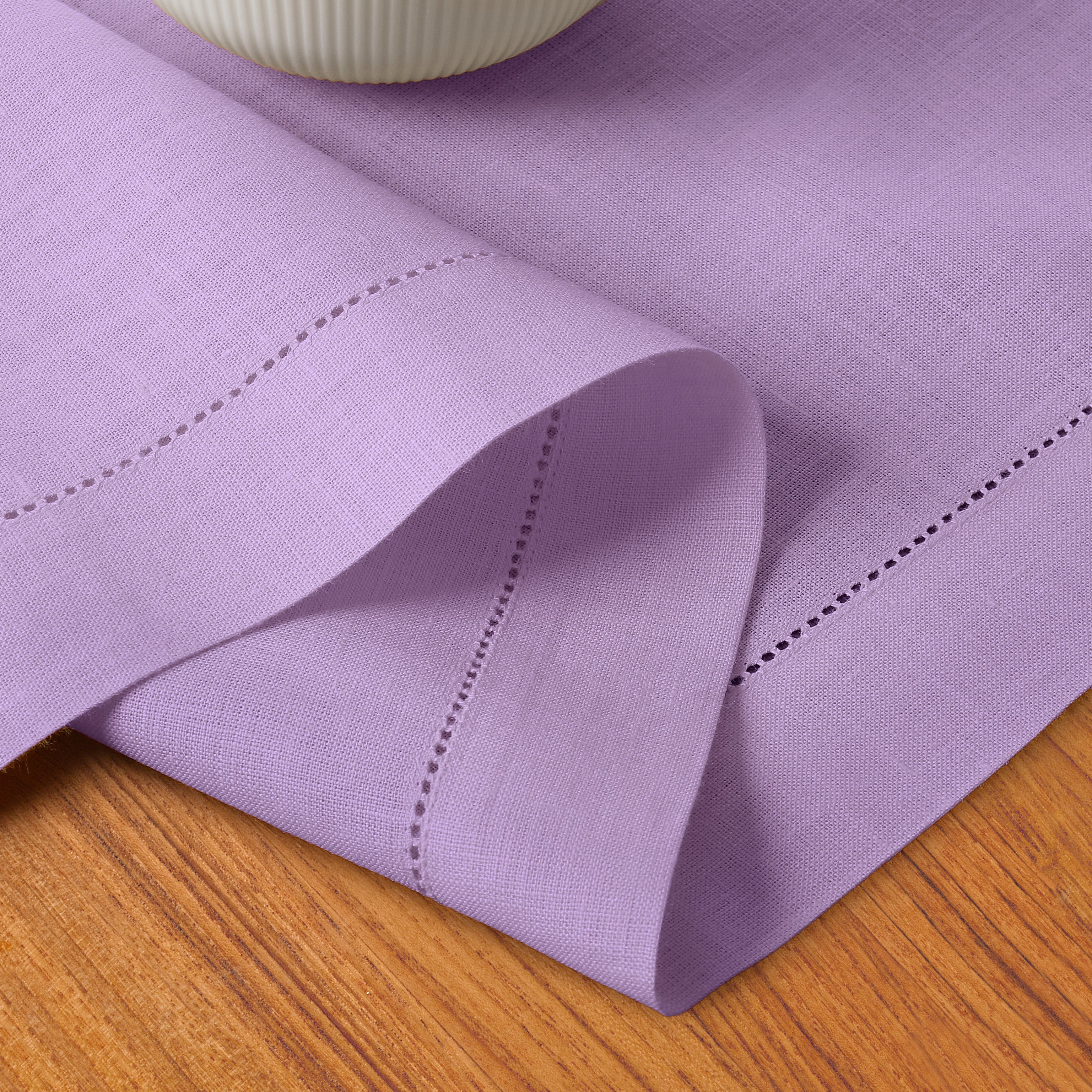 Lavender Linen Table Runner, Hemstitch