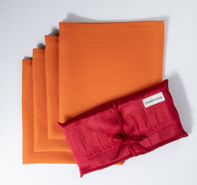 Orange Linen Textured Dinner Napkins 20 x 20 Inch Set of 4 - Mitered Corner