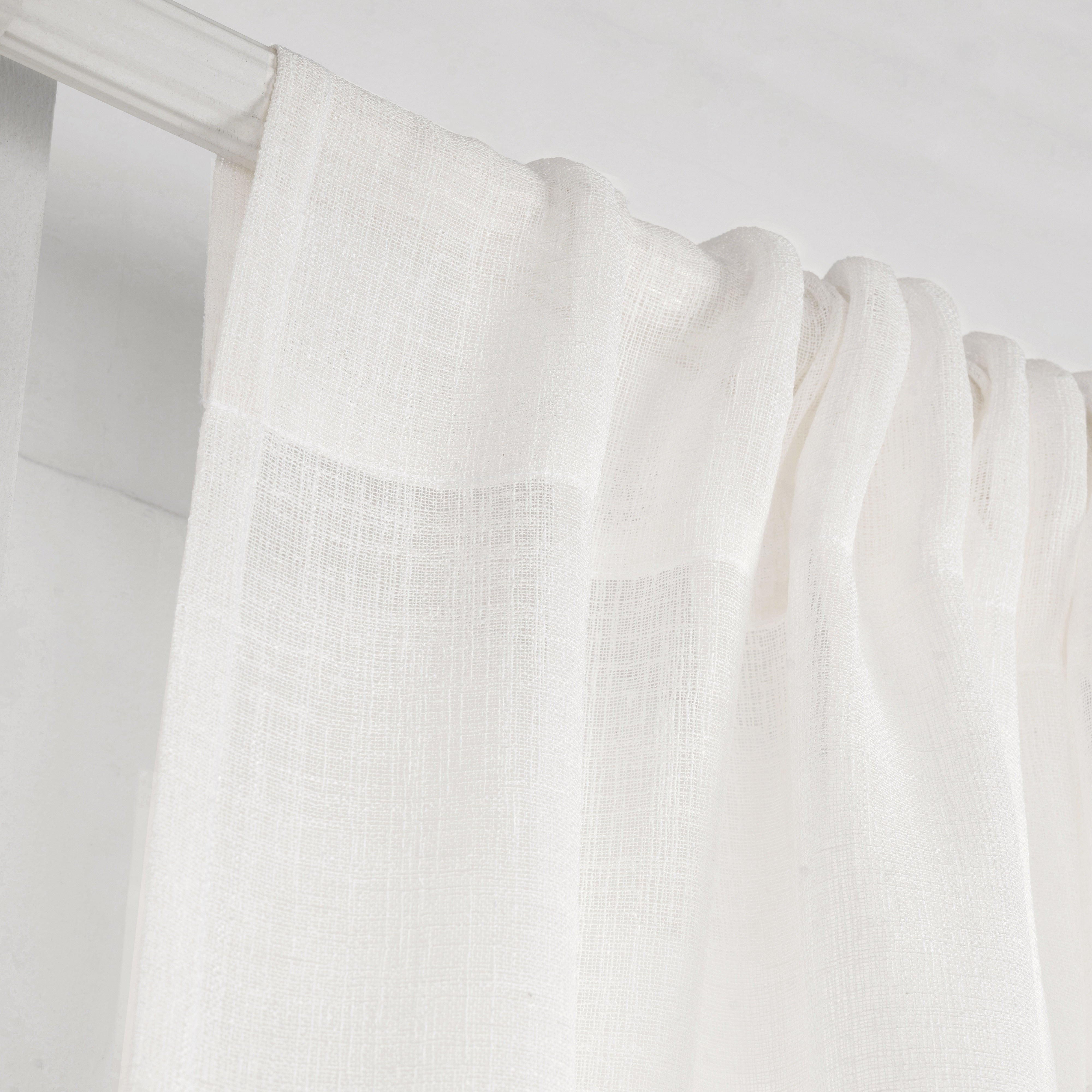 White Faux Jute Curtain