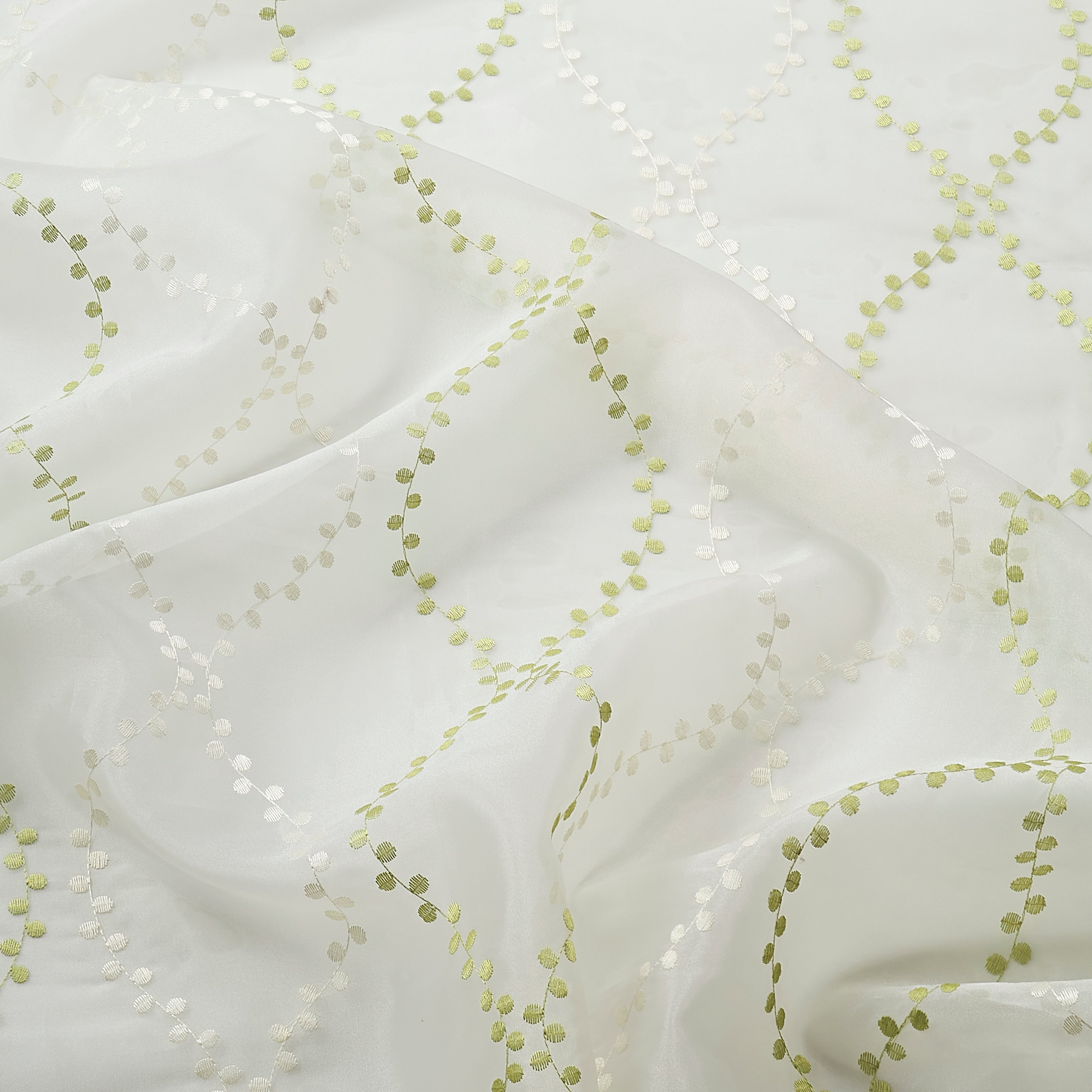 Etereo Spiral, Cream and Green, Sheer, 1 panel