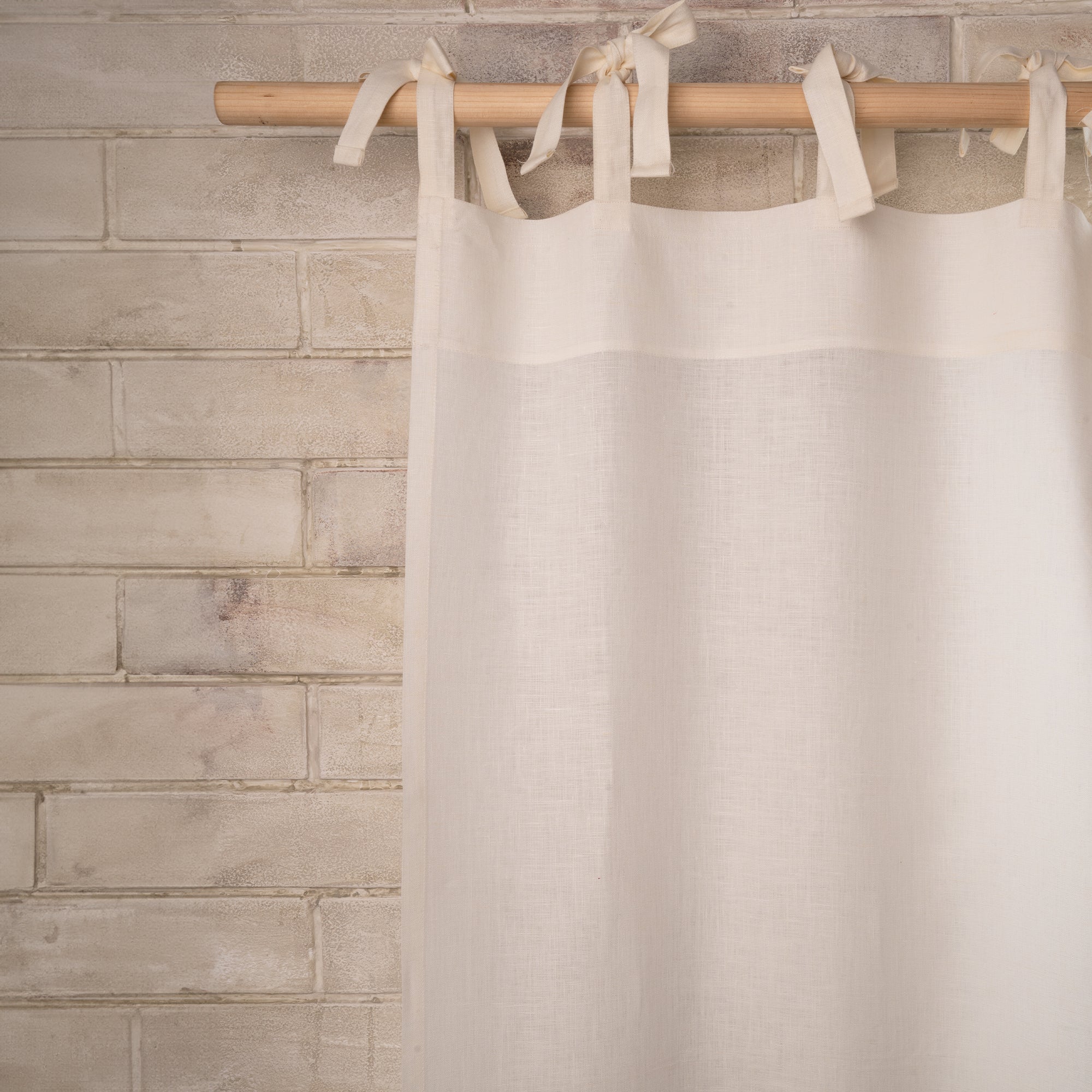 Ivory Linen Tie Top Curtain - 