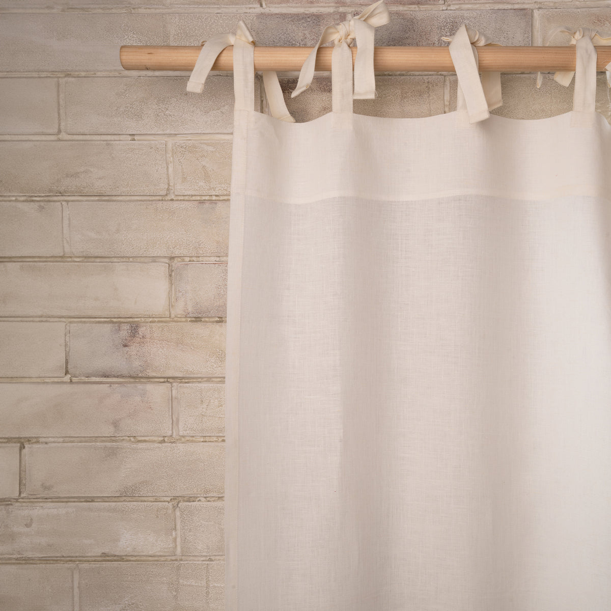Ivory Linen Tie Top Curtains | 1 Panel