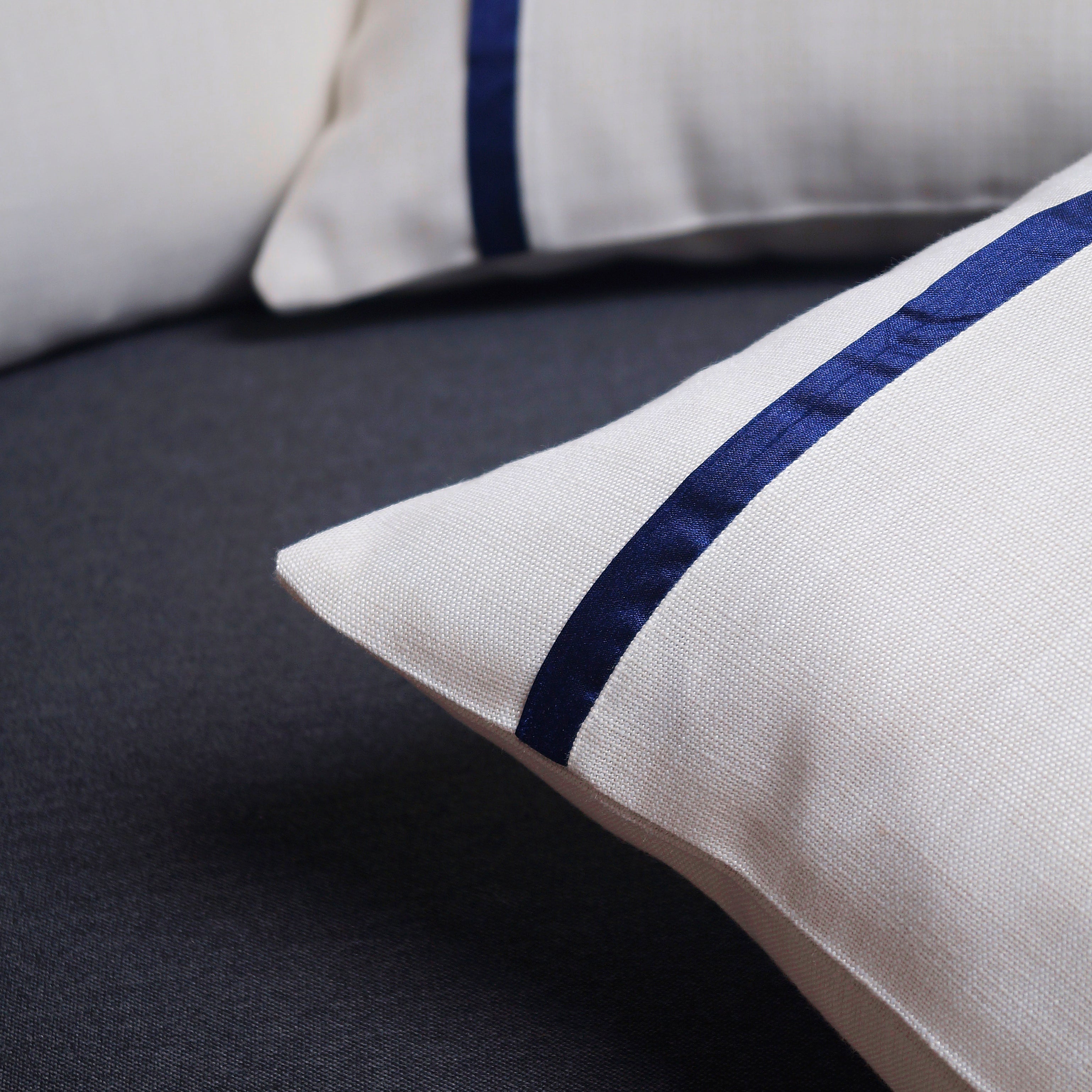 Drift Pillow Cover - White and Navy Blue