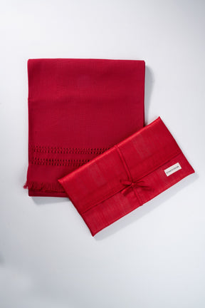 Red Linen Textured Table Runner - Hand Hemstitch