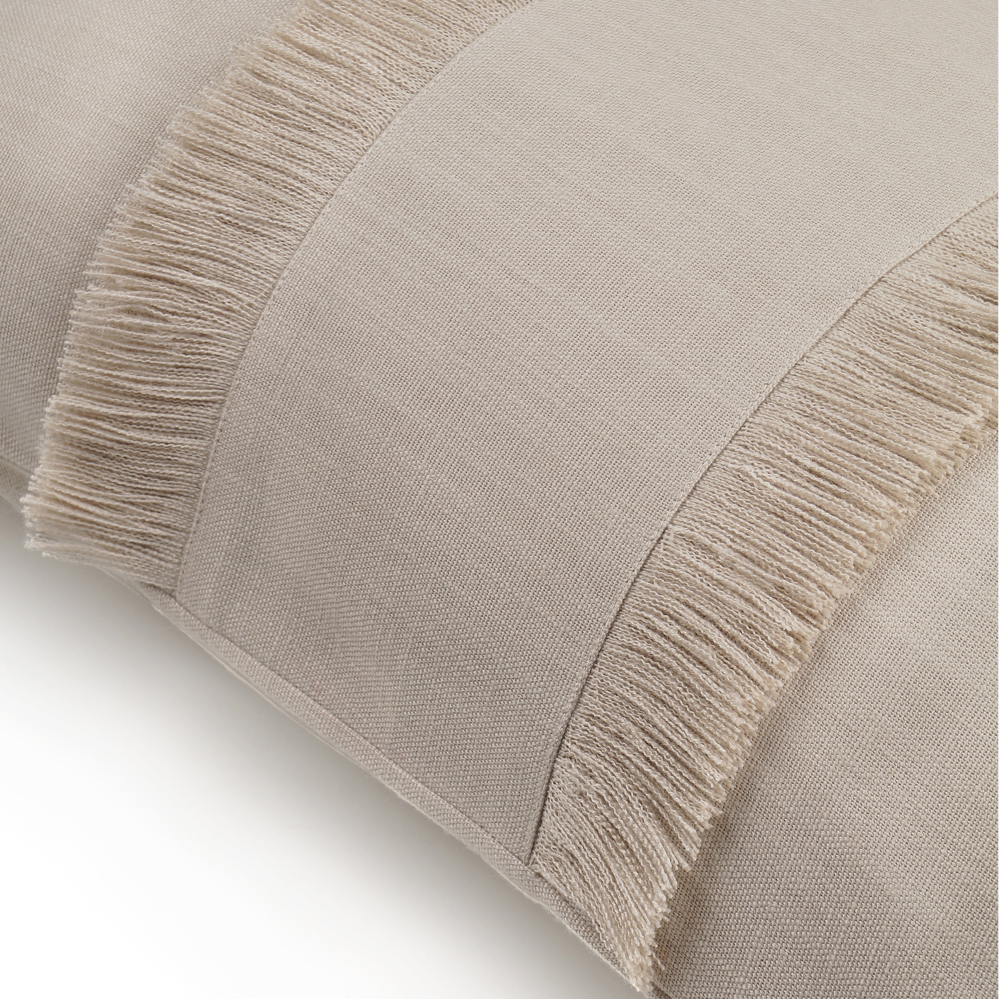 Bohemian Double Fringe Pillow Cover Rectangle - Natural