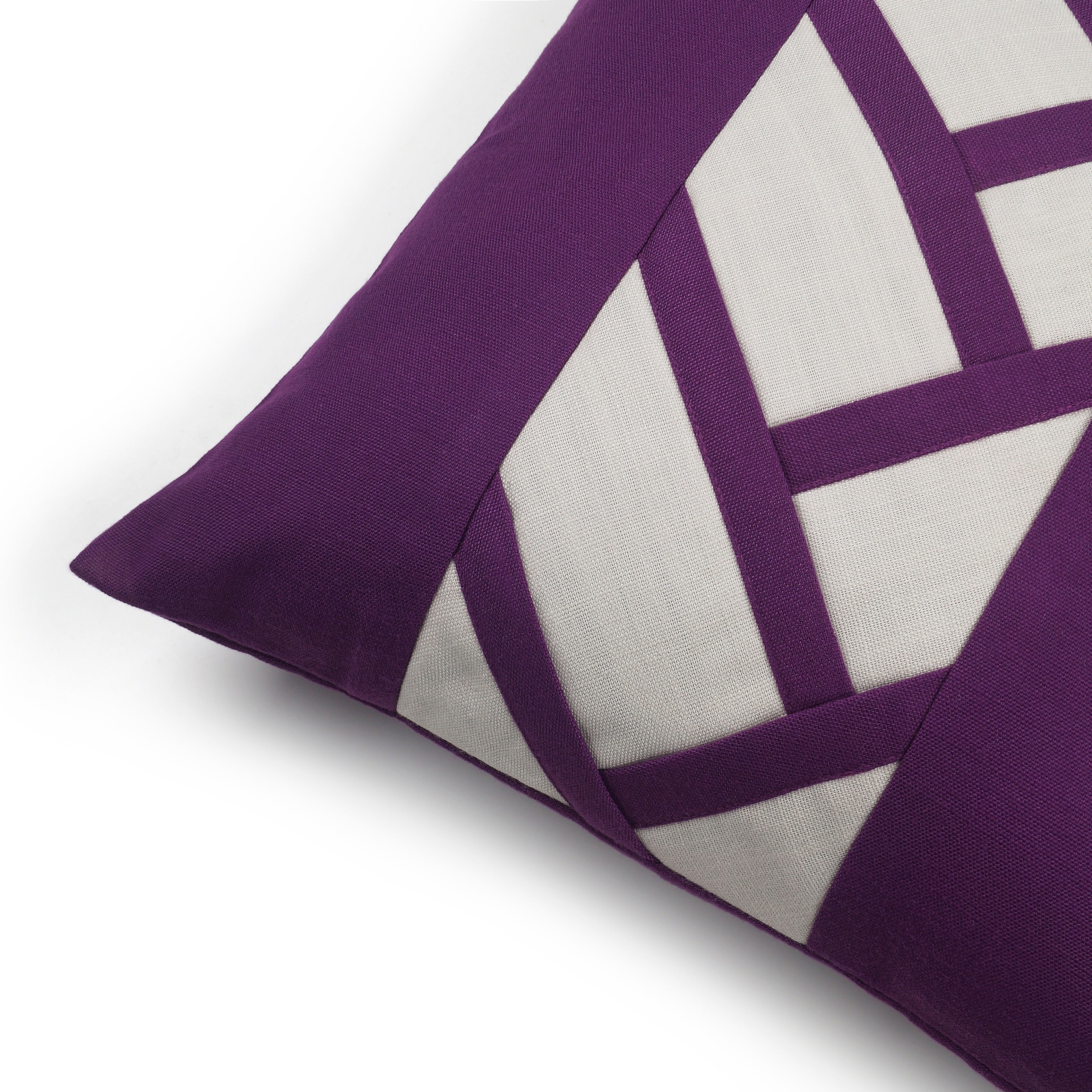 Crosshatch Pillow Cover - Purple and Ivory