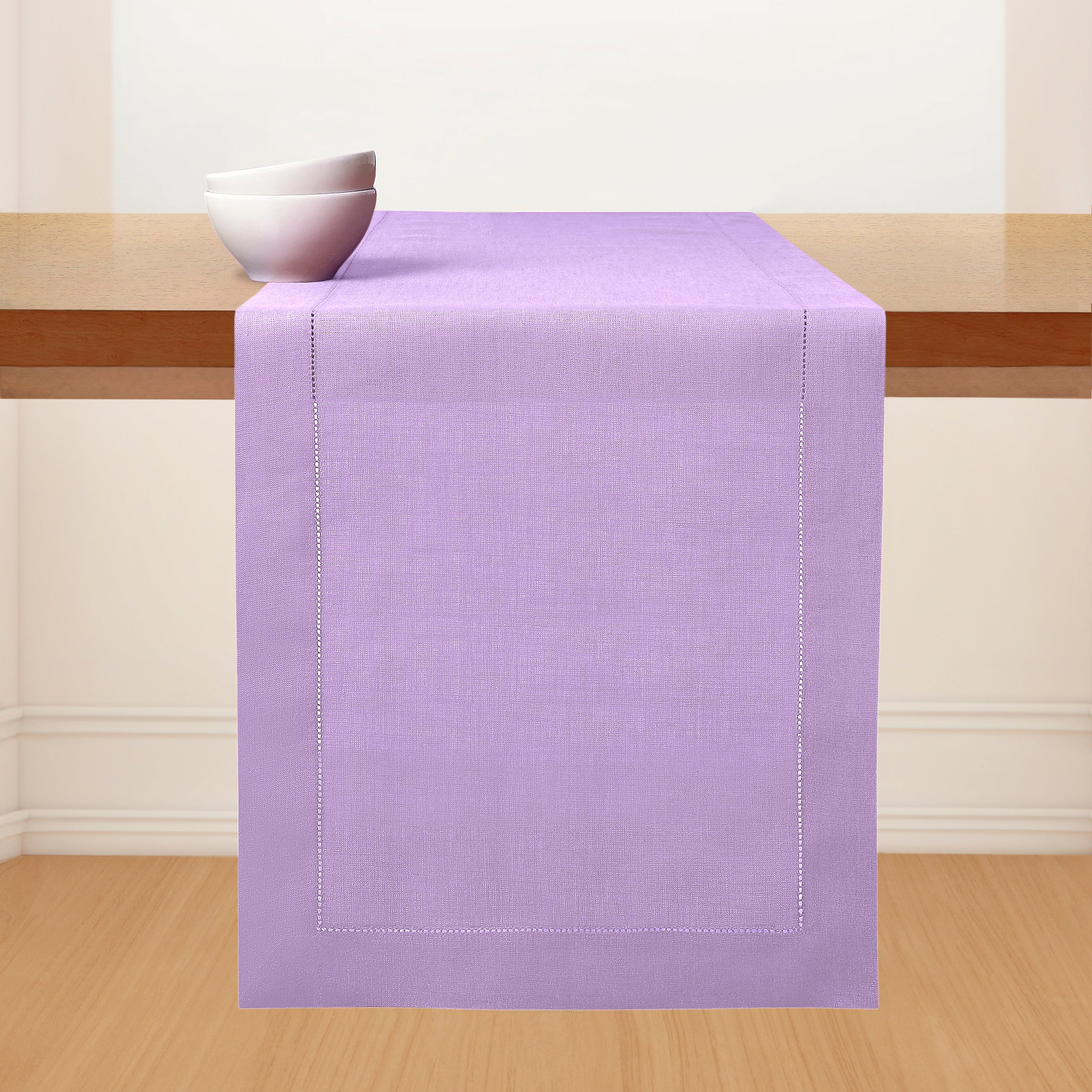 Lavender Linen Table Runner, Hemstitch