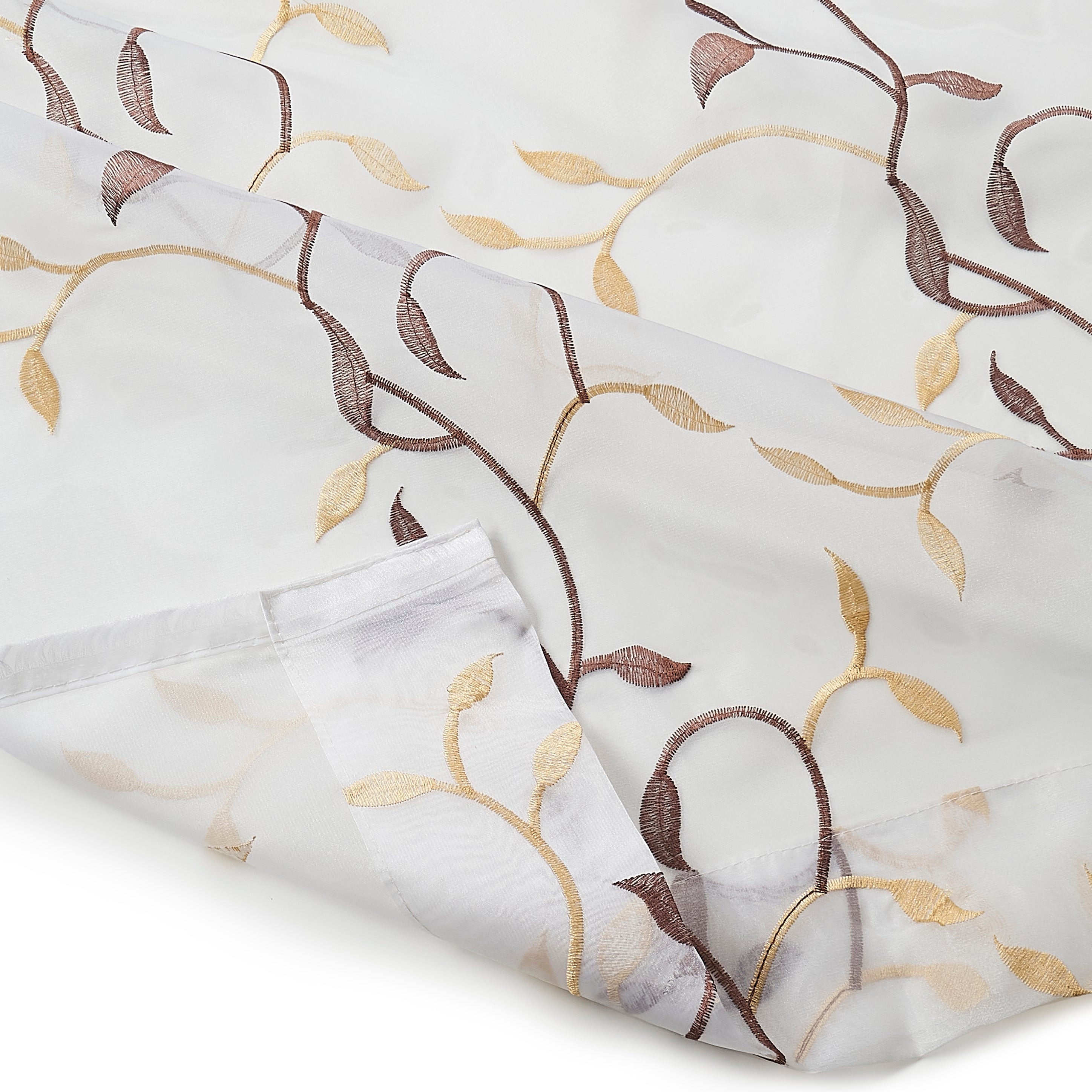 Etereo Leaf Lattice, Gold and Brown, Sheer, 1 panel