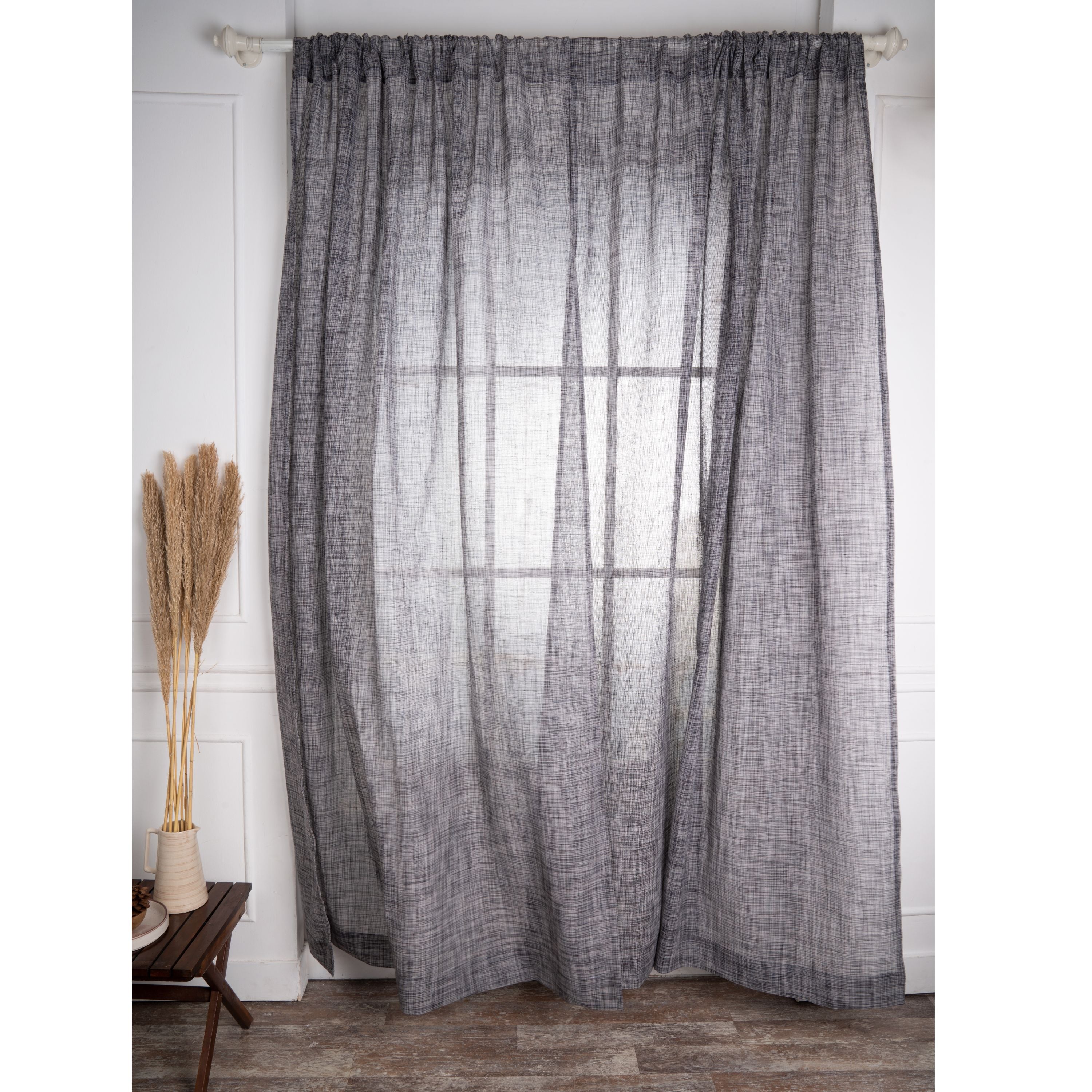 Black and White Faux Jute Curtain