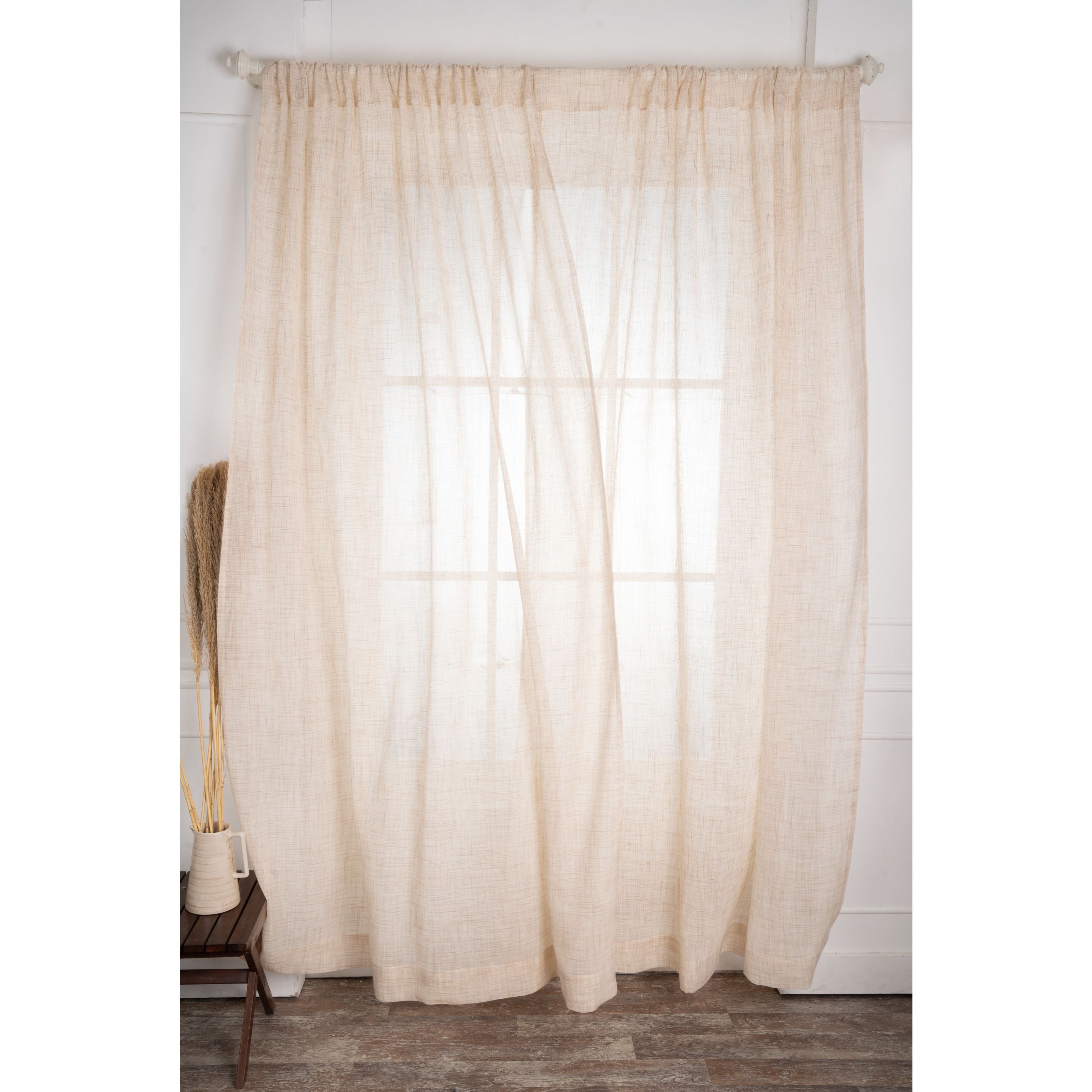 Beige and Cream Faux Jute Curtain