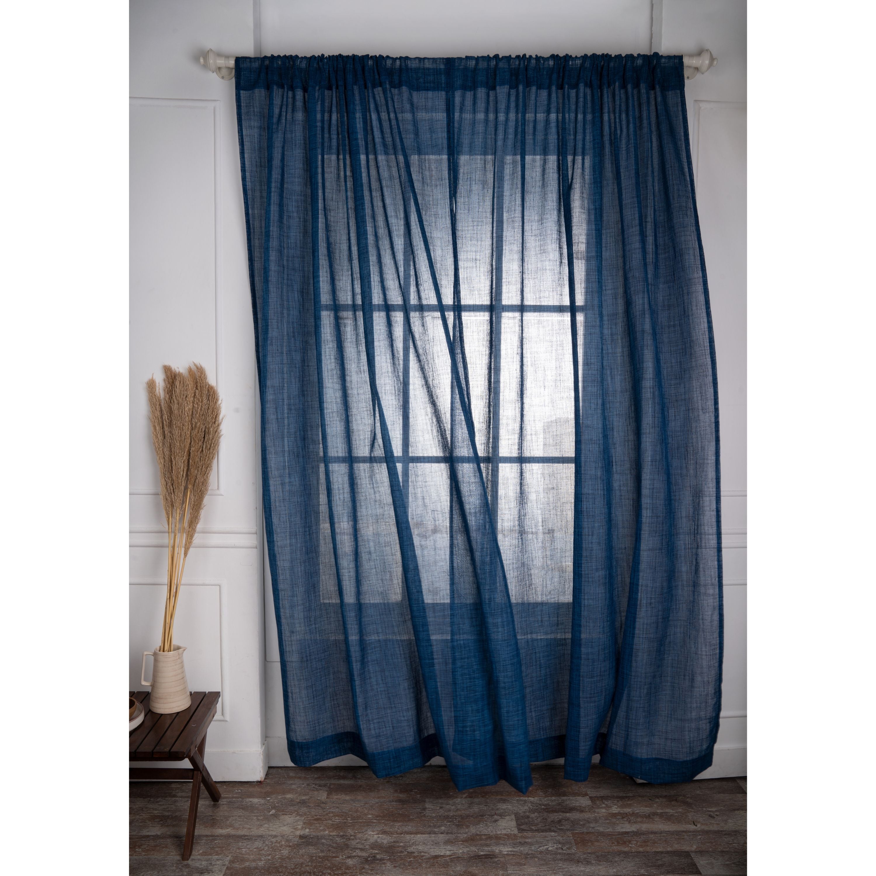 Indigo Blue Faux Jute Curtain