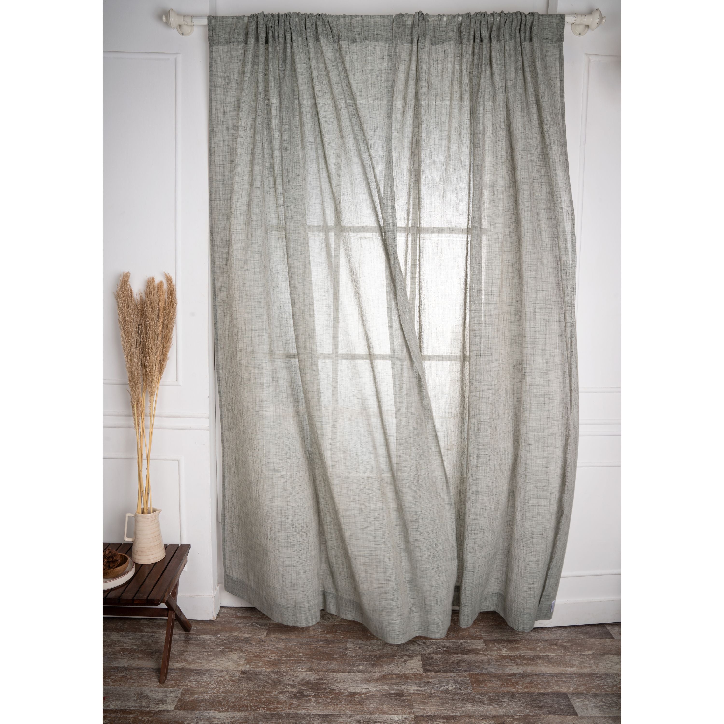 Sage Green Faux Jute Curtain