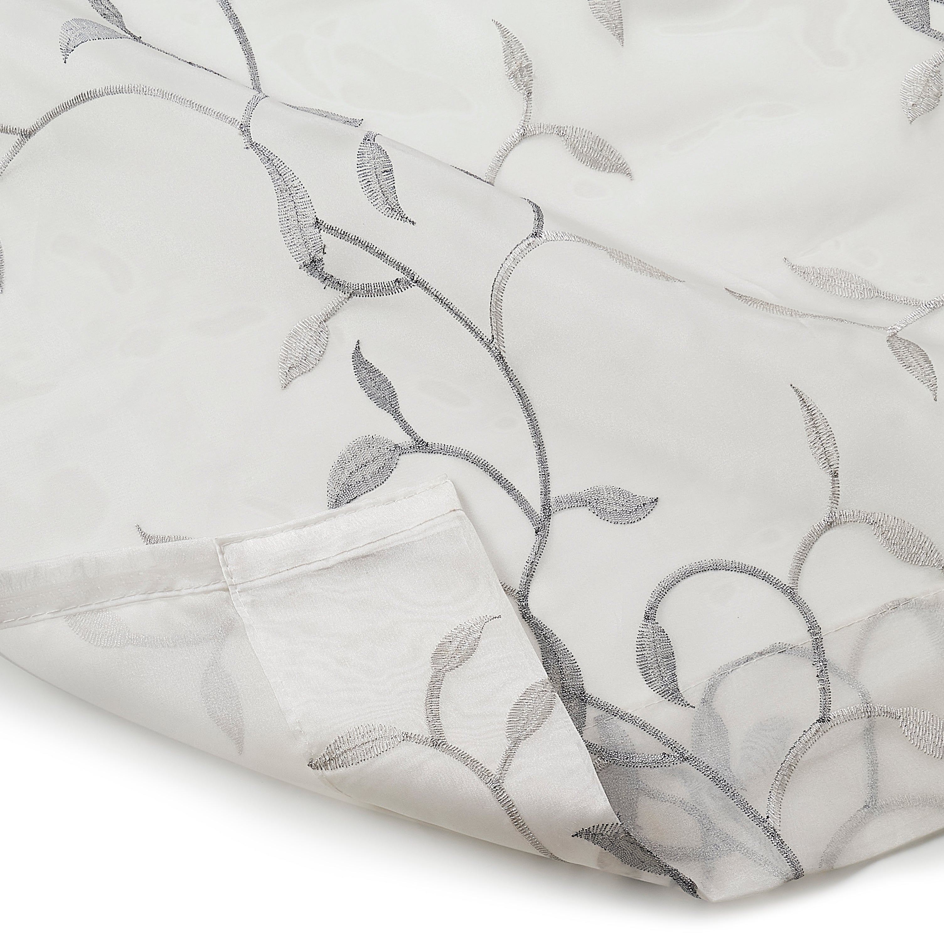 Etereo Leaf Lattice, Silver and Grey, Sheer, 1 panel