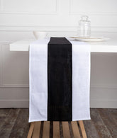 Splicing Linen Table Runner - White and Black