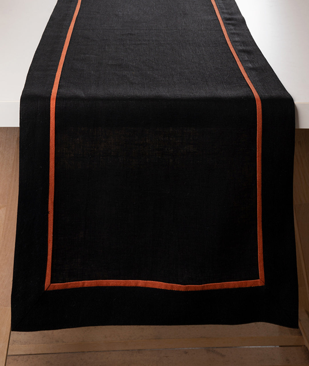 Black & Rust Linen Table Runner - Reversible