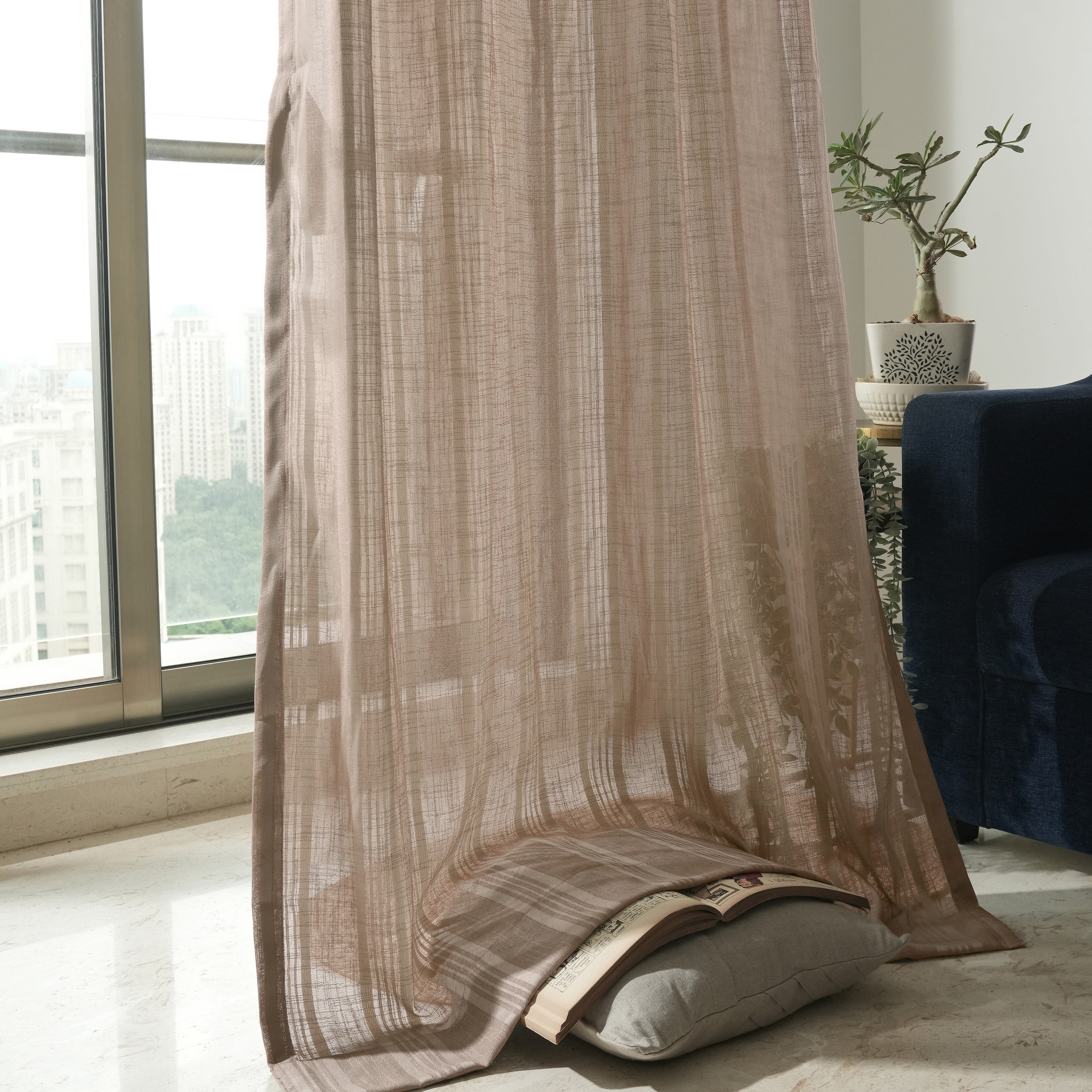 Etereo Linear Luxe, Brown, Sheer, 1 panel