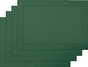 Eden Green Linen Placemats 14 x 19 Inch Set of 4 - Hemstitch