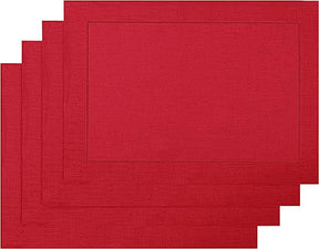 Light Red Linen Placemats 14 x 19 Inch Set of 4 - Hemstitch
