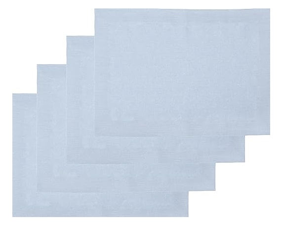 Powder Blue Linen Placemats 14 x 19 Inch Set of 4 - Hemmed
