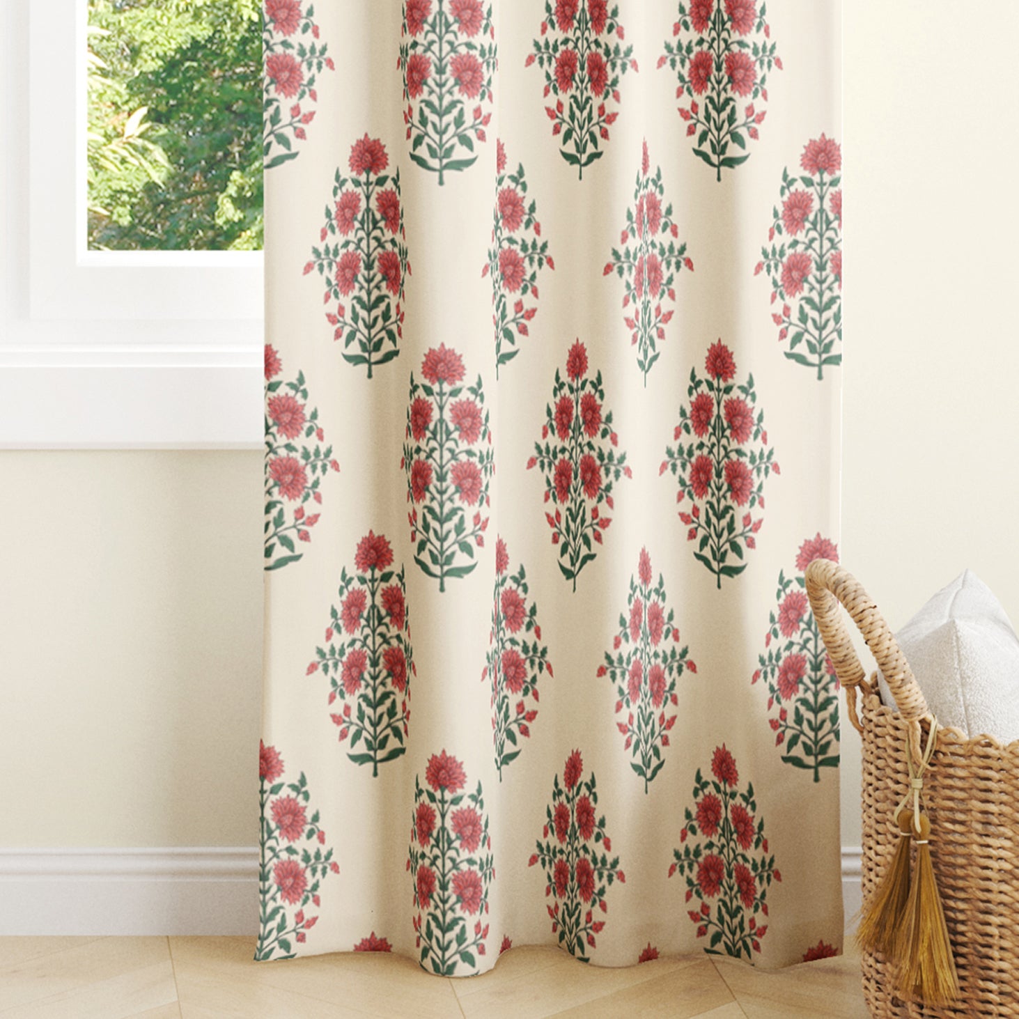 Crimson Bloom Curtain