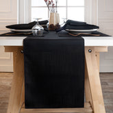 Black Faux Linen Table Runner - Plain