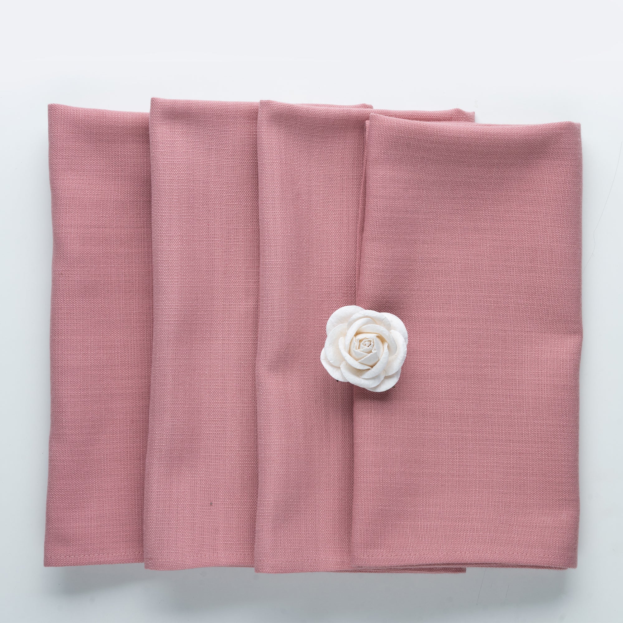 Dusty Pink Faux Linen Napkins, Plain, 20 x 20 inch, 4 pcs