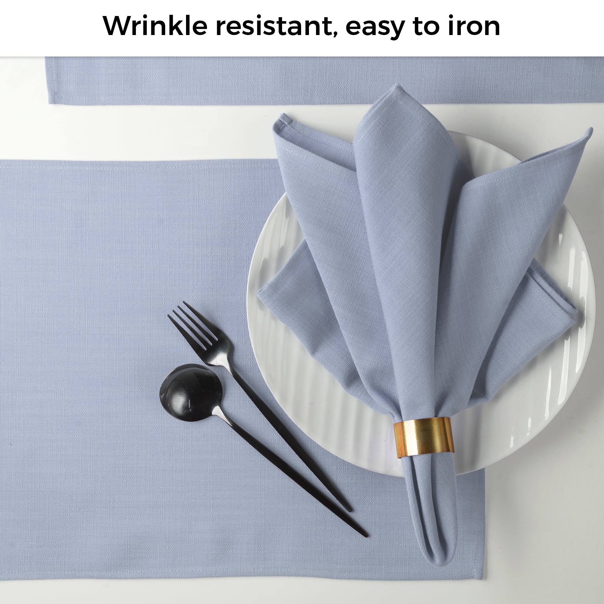 Light Blue Faux Linen Napkins, Plain, 20 x 20 inch, 4 pcs