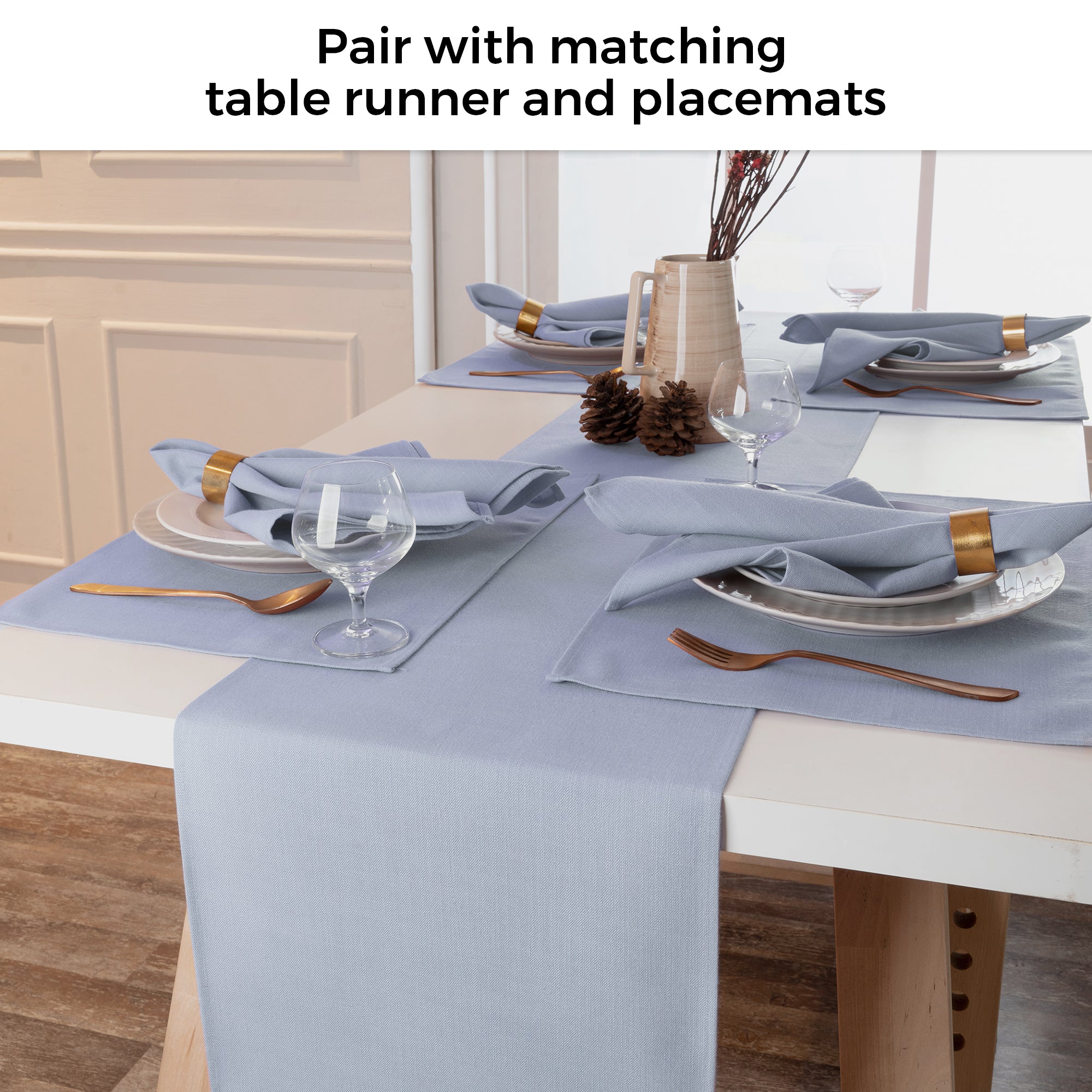 Light Blue Faux Linen Napkins, Plain, 20 x 20 inch, 4 pcs