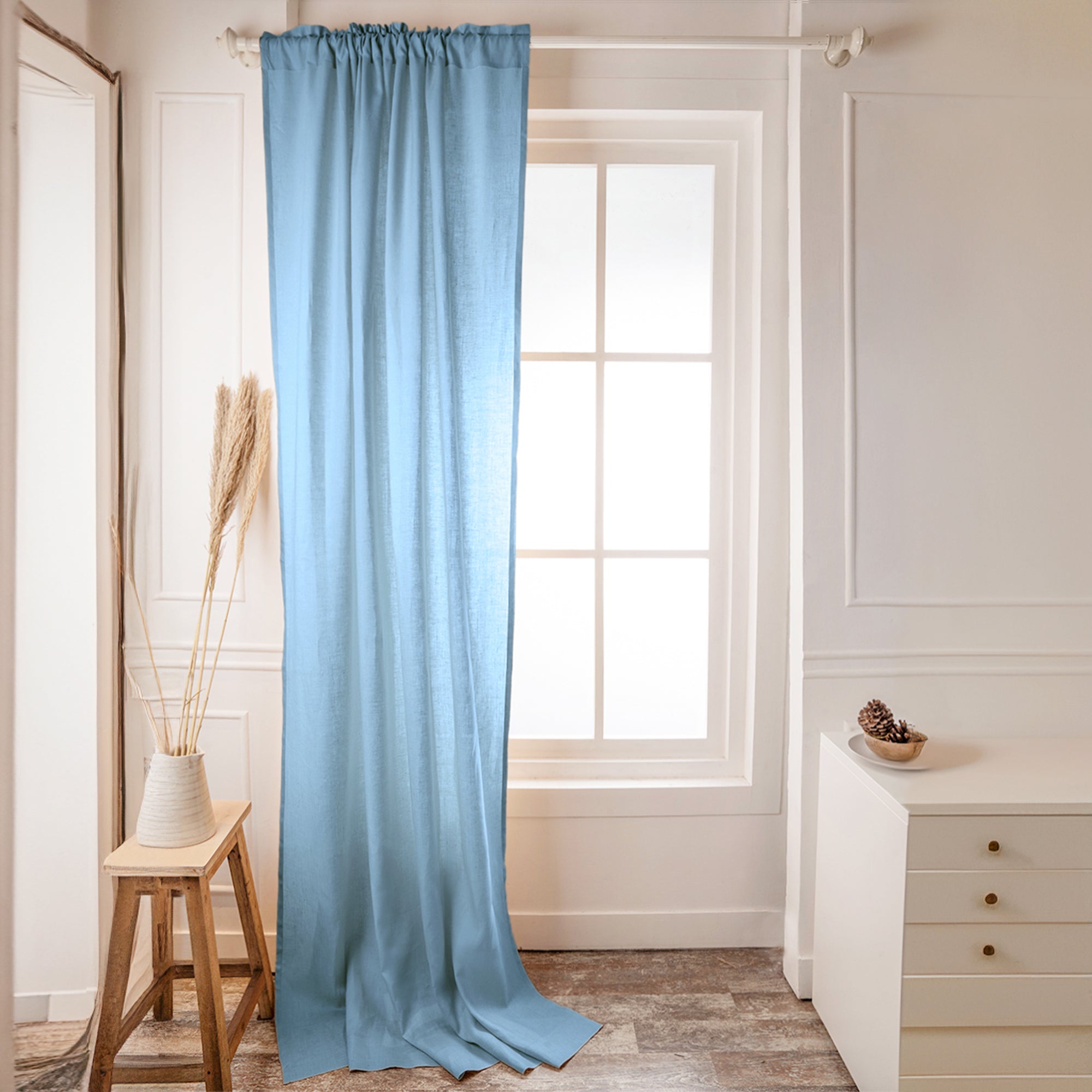 Powder Blue Linen Curtain | Set of 2