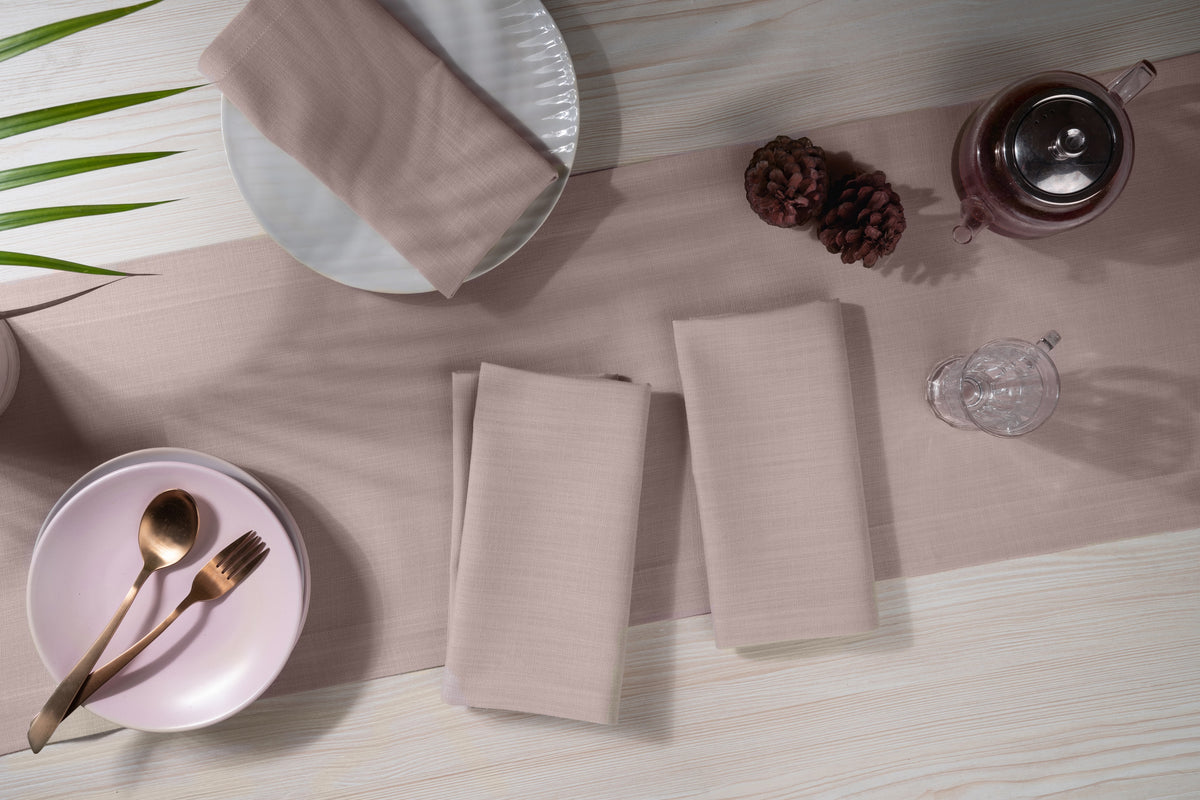 Beige Linen Textured Dinner Napkins 20 x 20 Inch Set of 4 - Mitered Corner