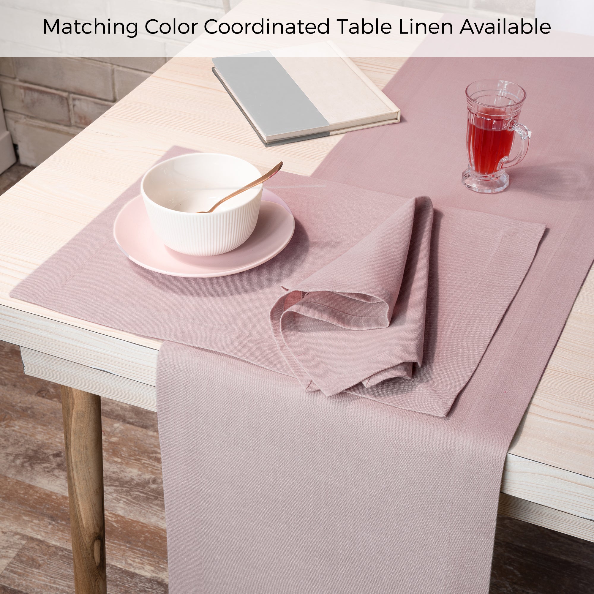 Beige Faux Linen Placemats, Mitered Corner, 14 x 19 inch, 4 pcs