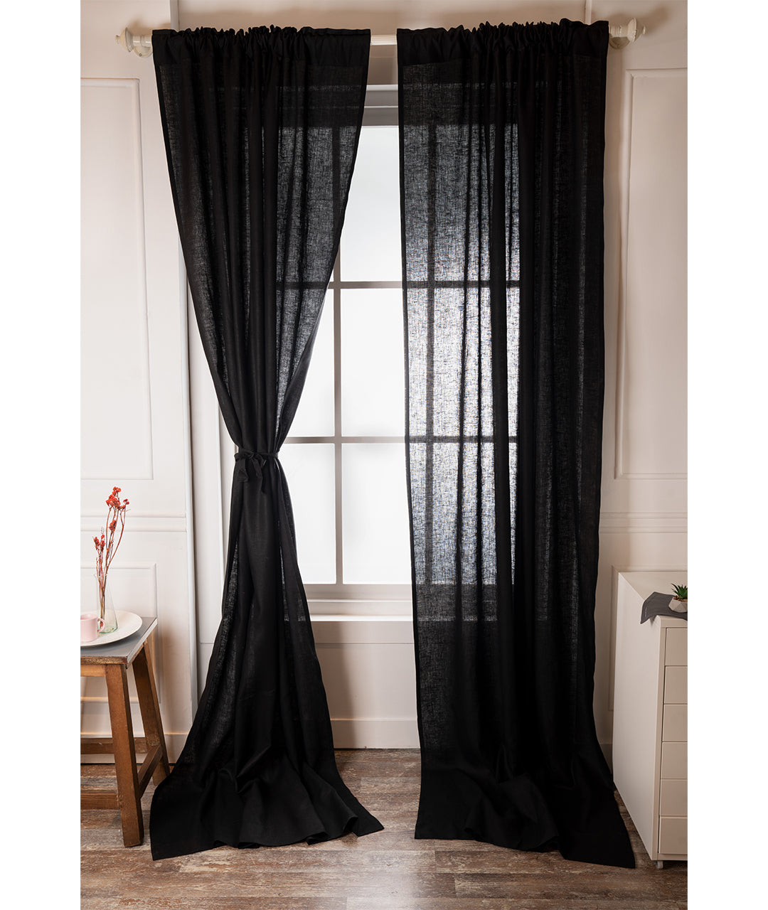 Black Linen Curtain | 1 Panel