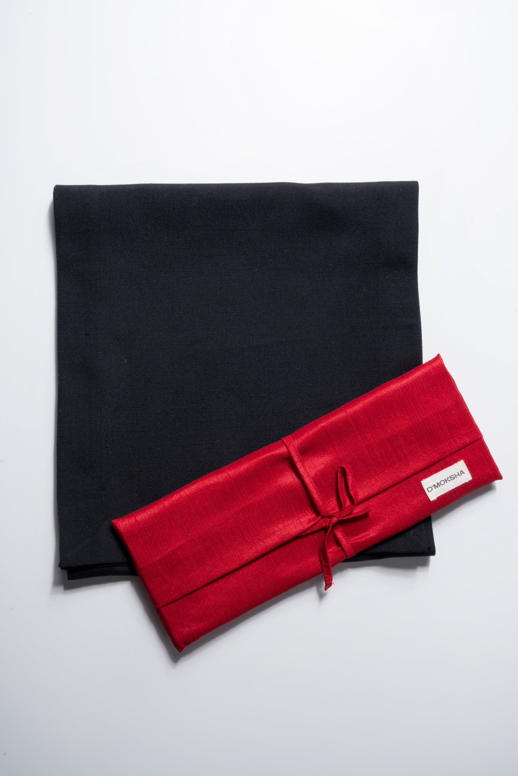Black Linen Look Recycled Fabric Mitered Corner Table Runner