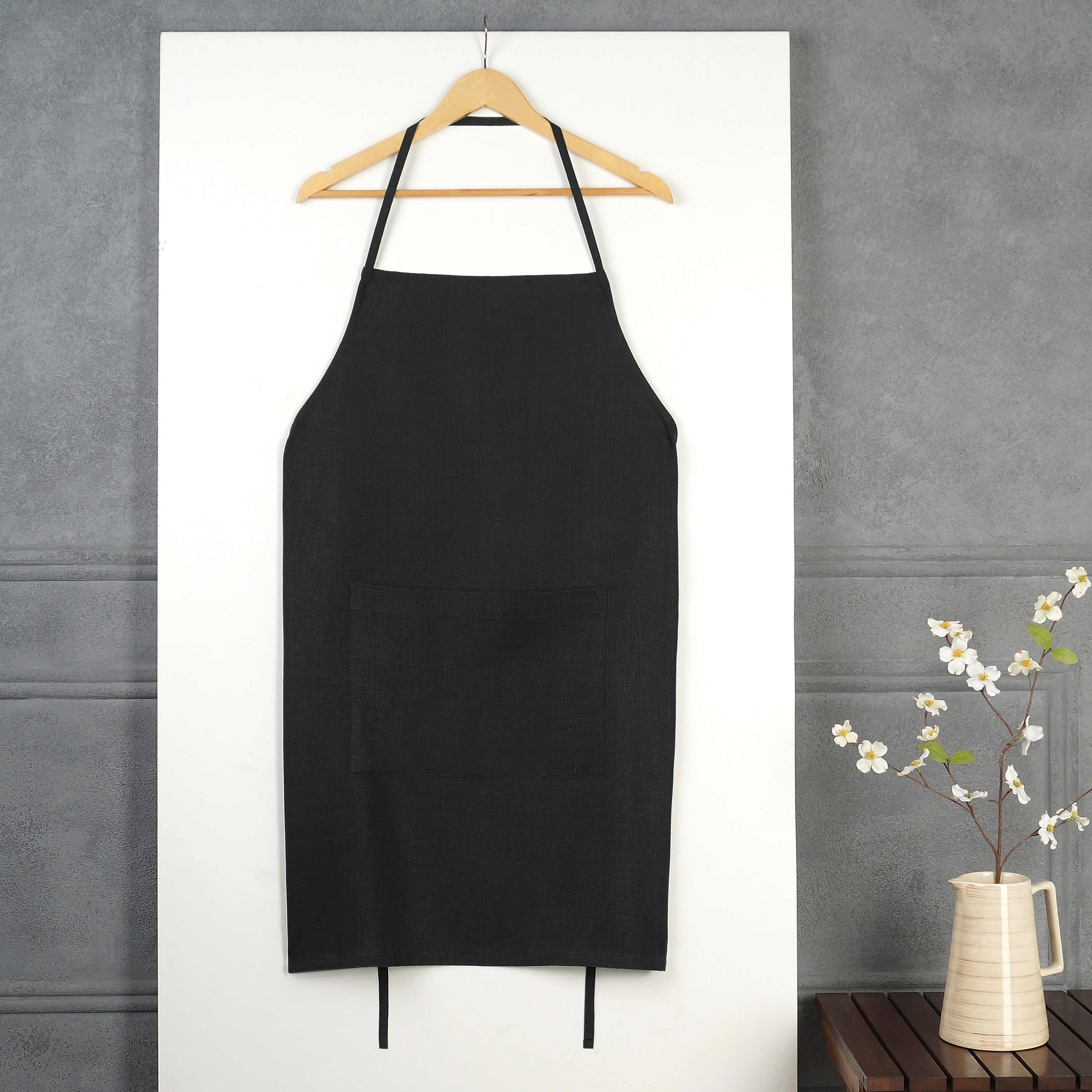 Classic Black Linen Apron