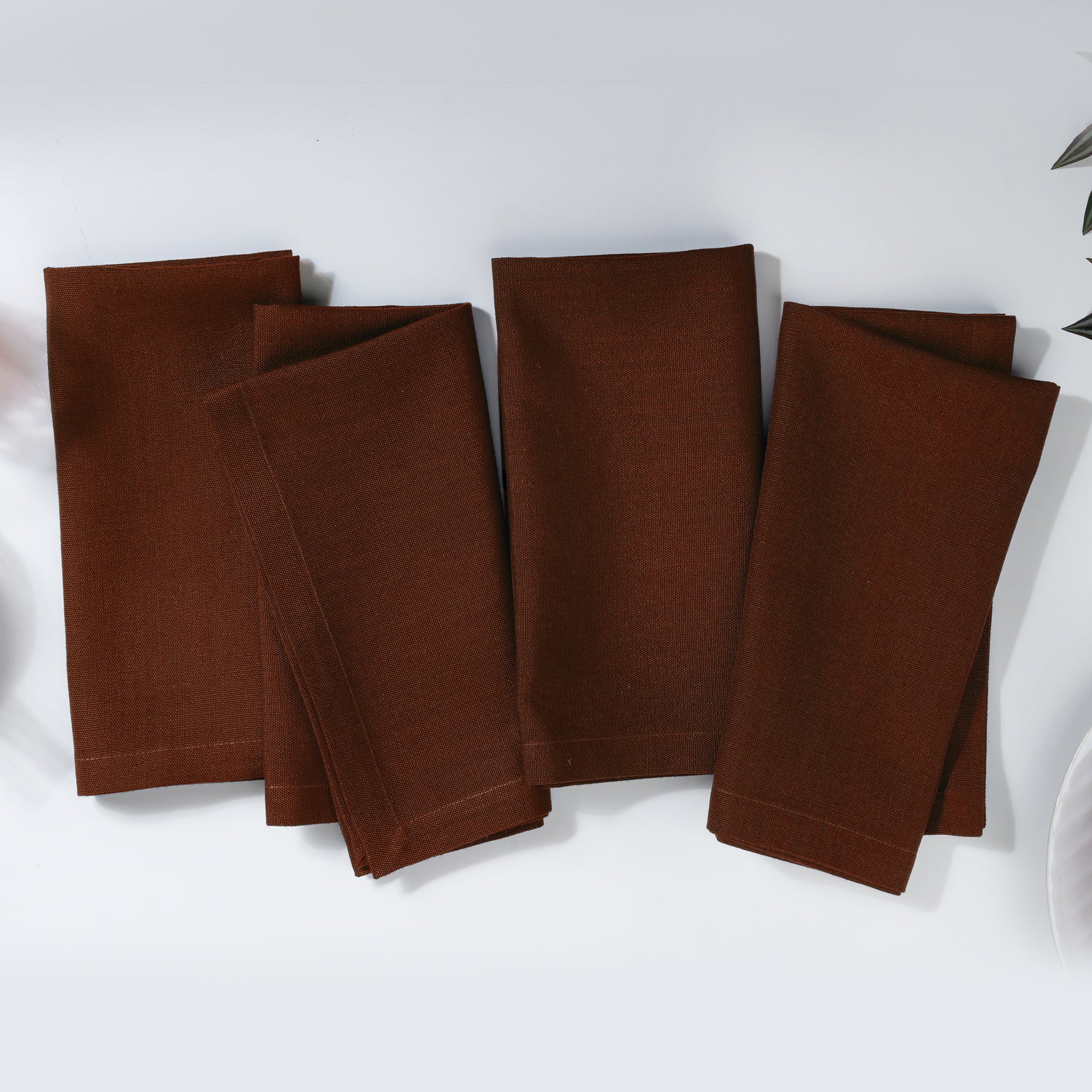 Brown Faux Linen Napkins, Mitered Corner, 20 x 20 inch, 4 pcs