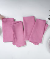 Bubblegum Pink Linen Look Recycled Fabric Mitered Corner Dinner Napkins