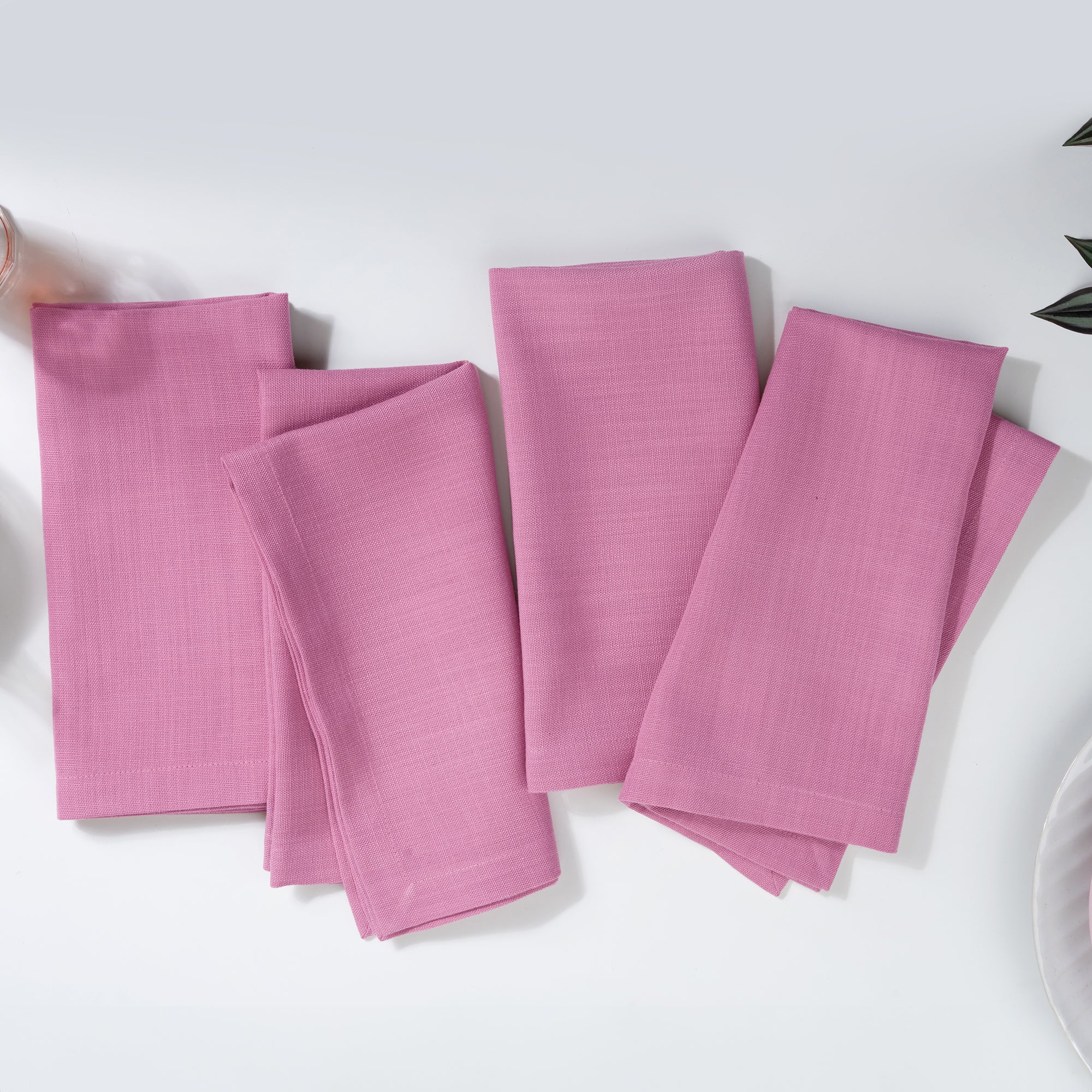 Bubblegum Pink Faux Linen Napkins, Mitered Corner, 20 x 20 inch, 4 pcs