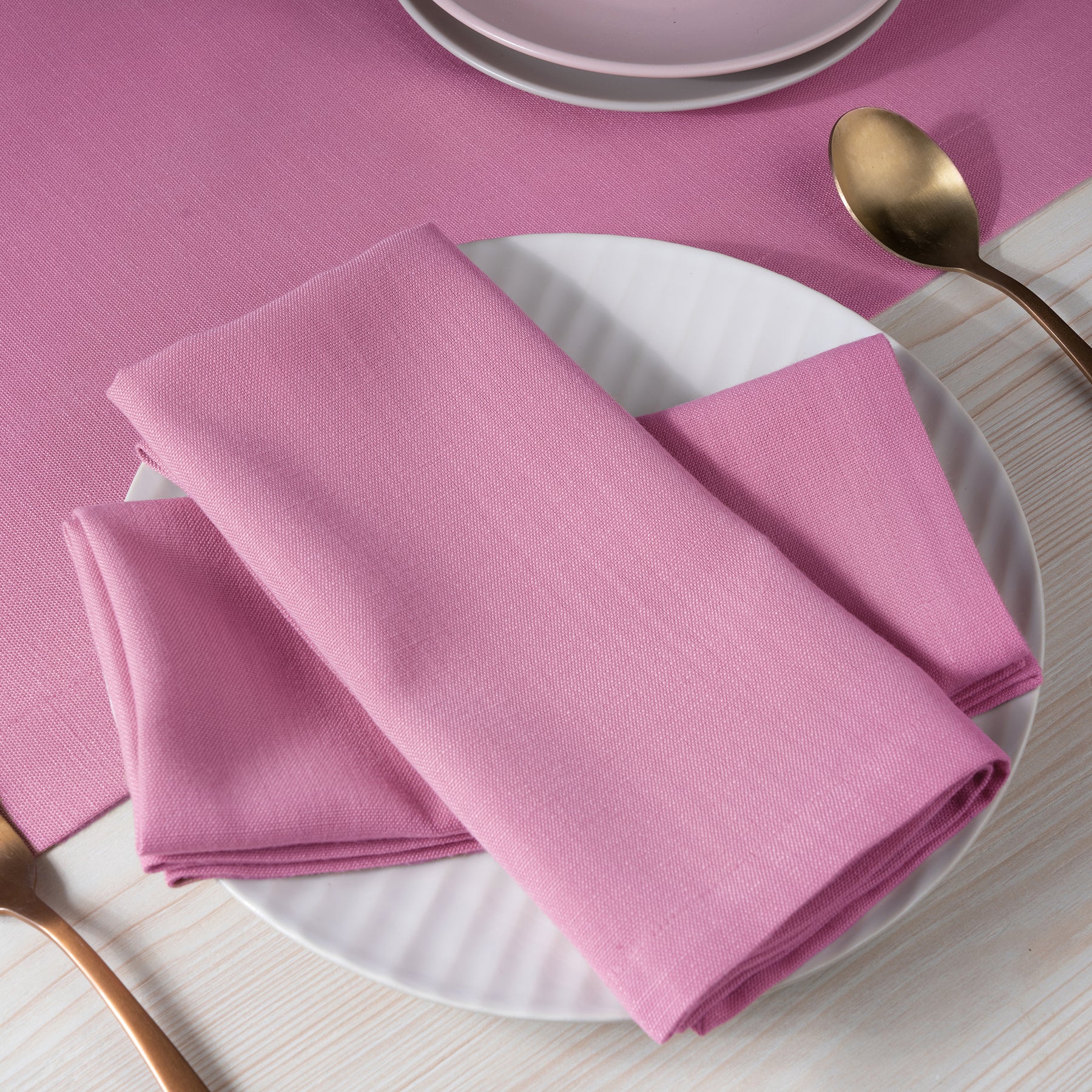 Bubblegum Pink Faux Linen Dinner Napkins 20 x 20 Inch Set of 4 - Mitered Corner