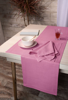 Bubblegum Pink Linen Look Recycled Fabric Mitered Corner Table Runner