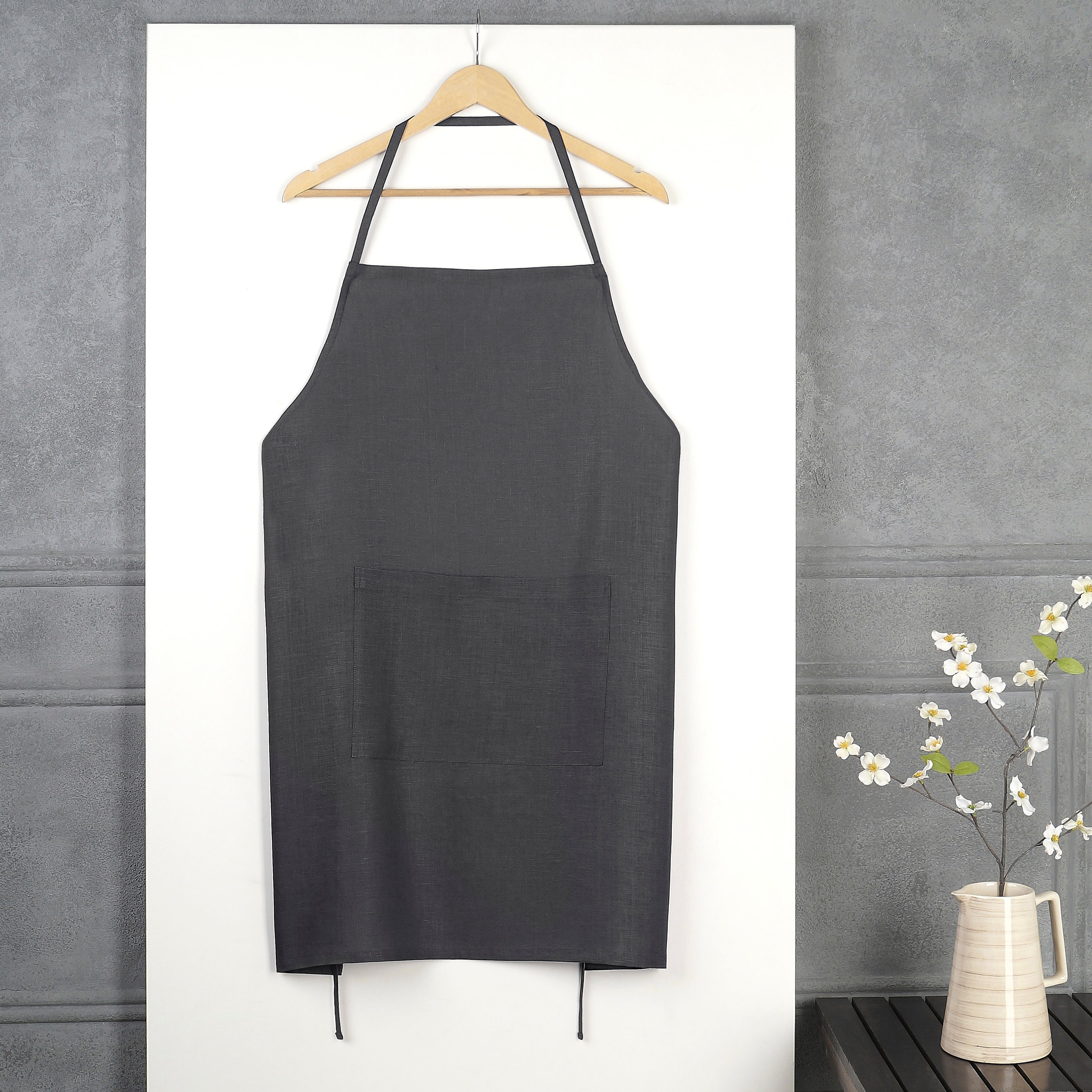 Classic Charcoal Grey Linen Apron