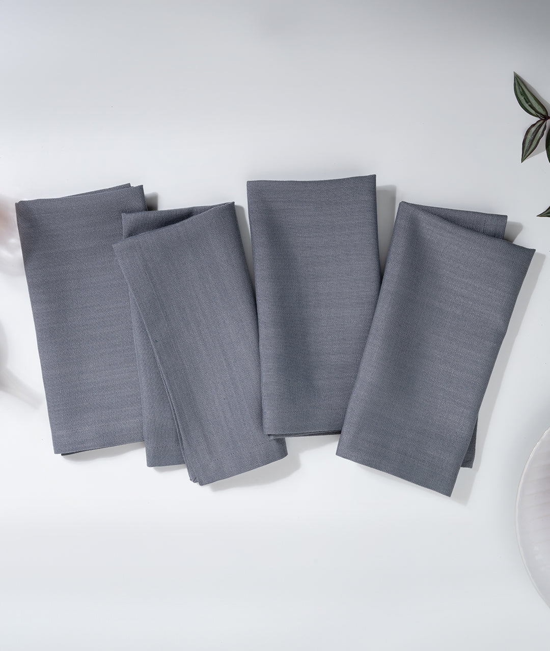 Charcoal Grey Linen Textured Dinner Napkins 20 x 20 Inch Set of 4 - Mitered Corner
