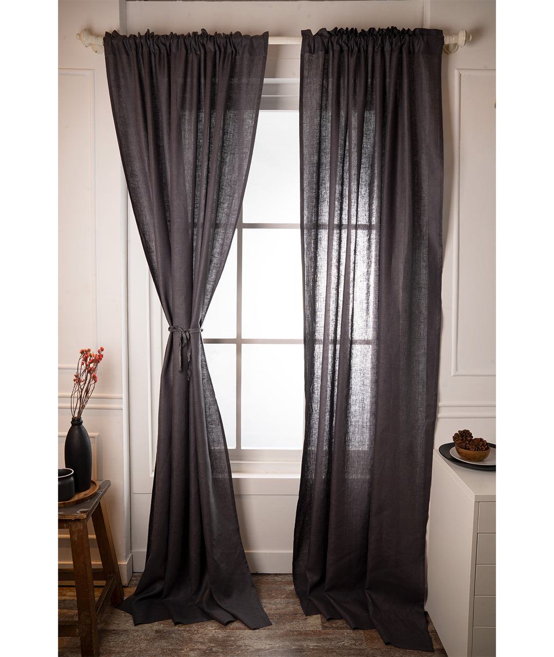 Charcoal Grey Linen Curtain | 1 Panel