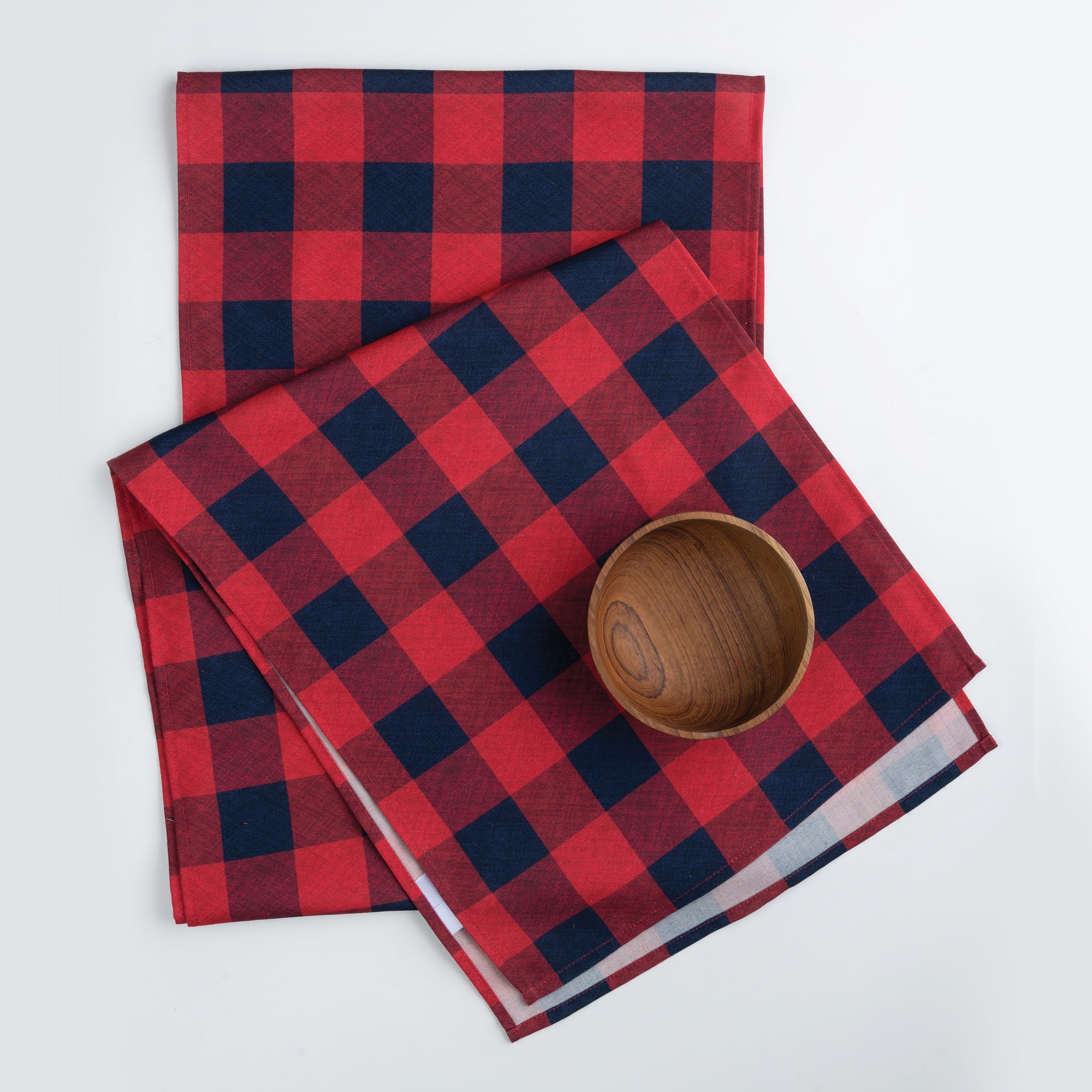 Red & Navy Blue Buffalo Check 4th July Table Runner